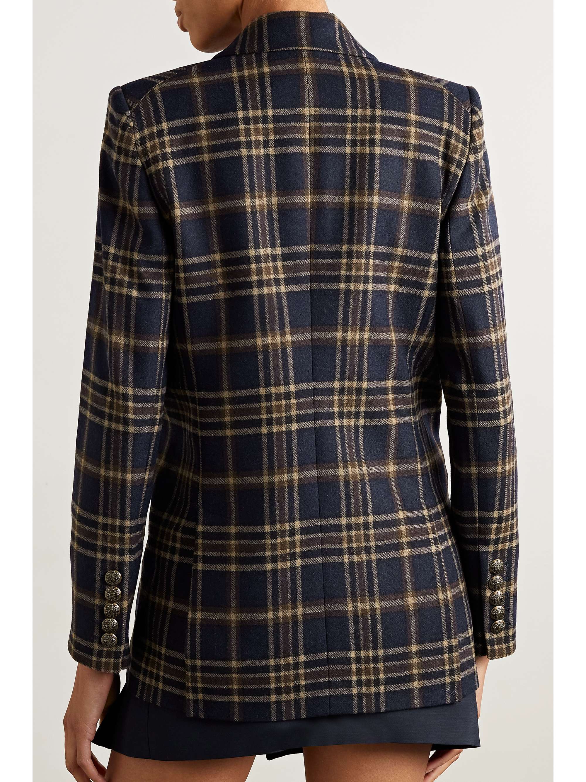 Navy Oria Dickey checked woven blazer 