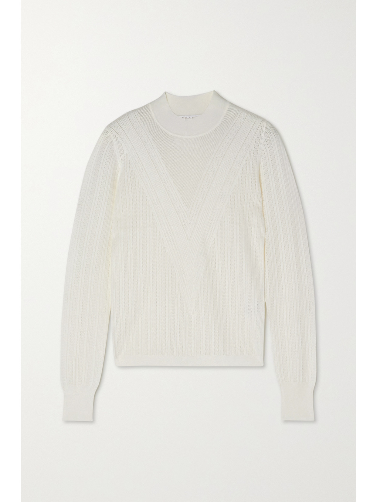 Veronica Beard Raylan Pointelle-knit Pullover Sweater In Ivory