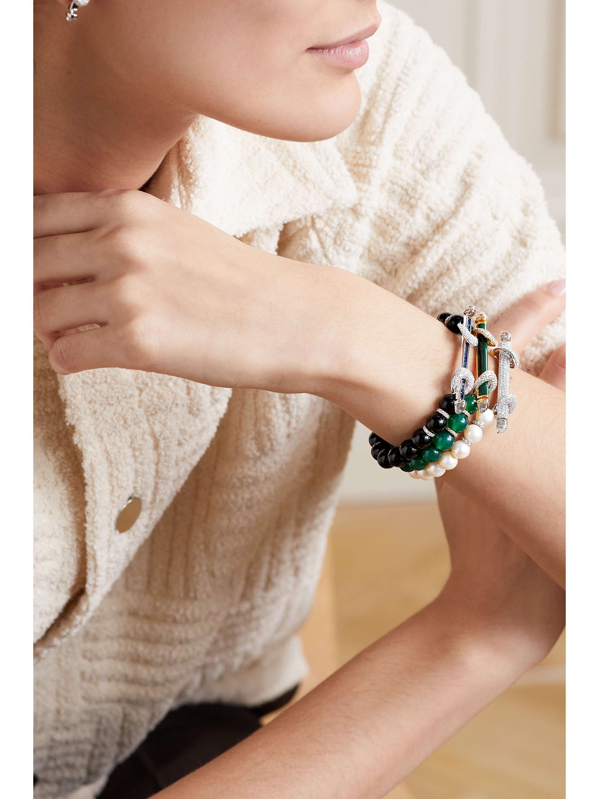 ANANYA 18karat white gold multistone bracelet NETAPORTER