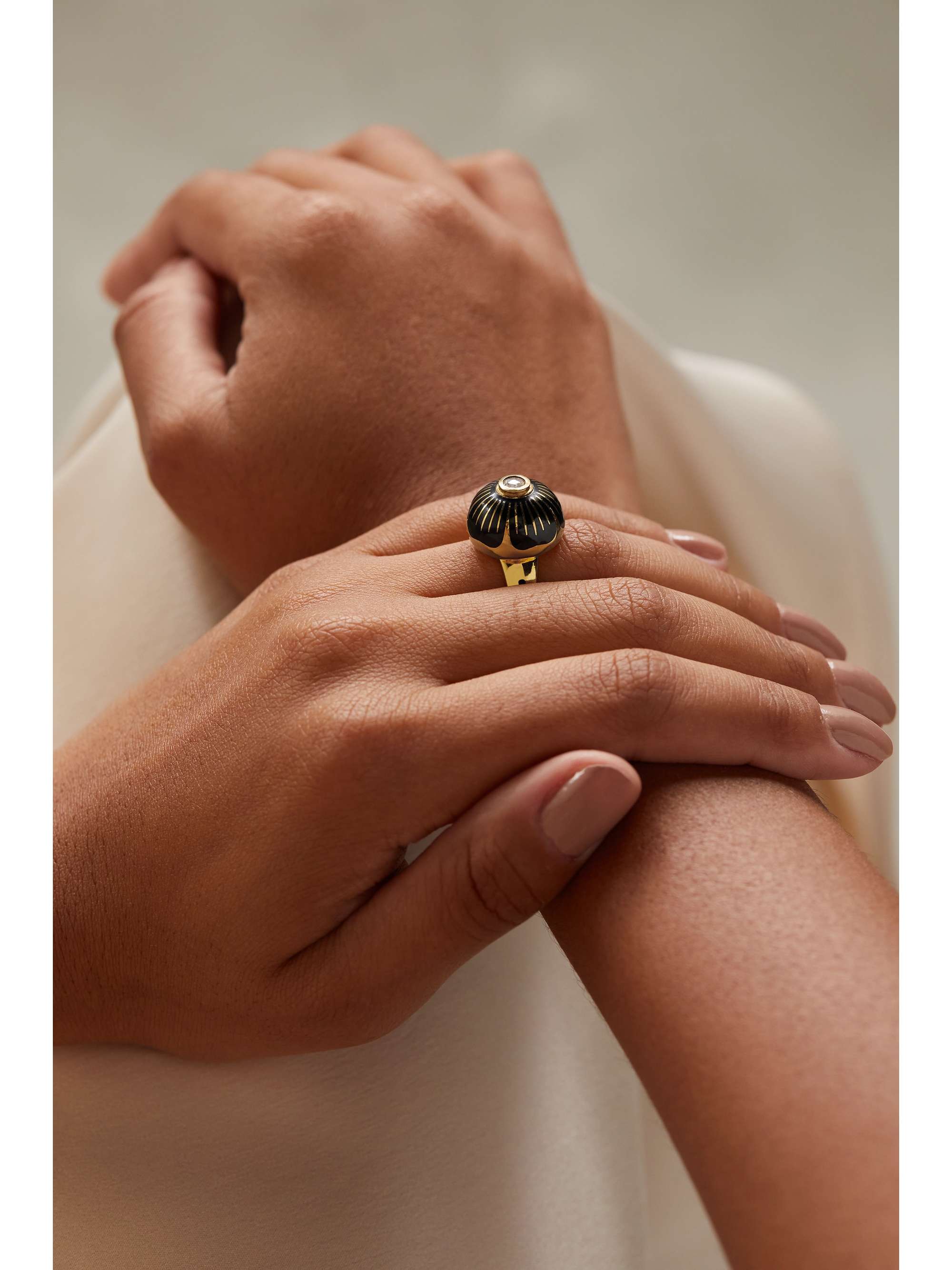 SOPHIE JOANNE Sphere Flower recycled gold, enamel and diamond ring