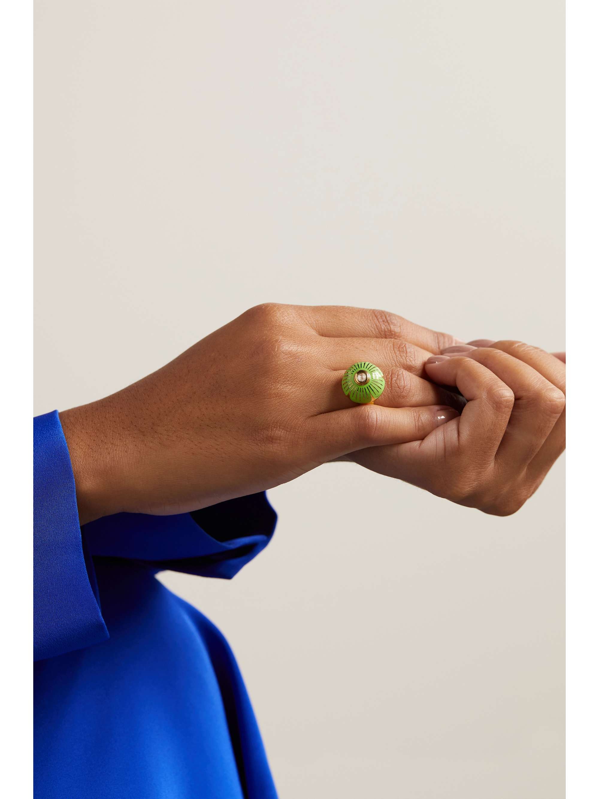 SOPHIE JOANNE Globe Flower recycled gold, enamel and diamond ring