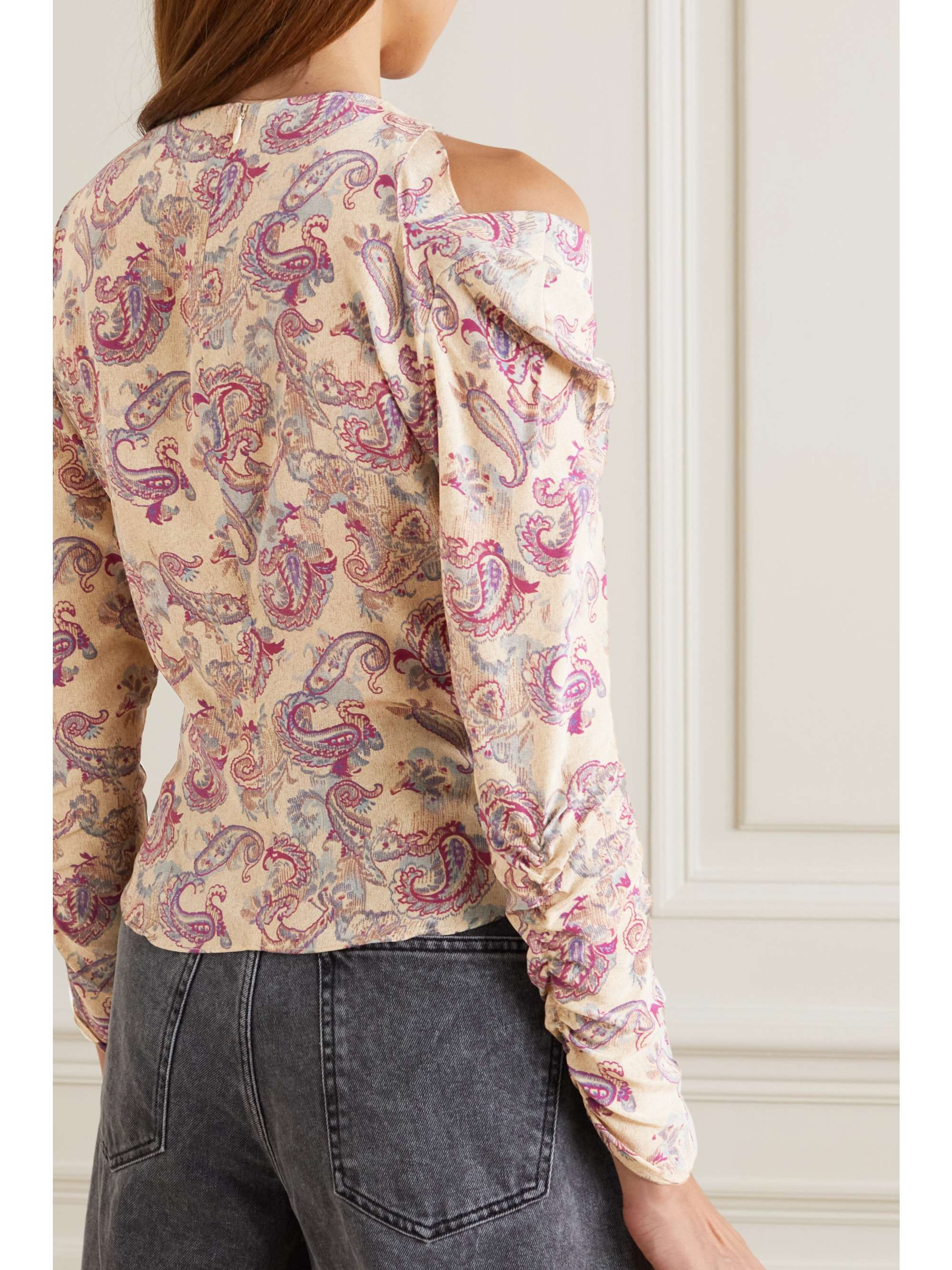 ISABEL MARANT Torence cutout paisley-print silk-crepe blouse