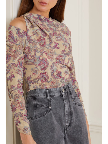 Isabel Marant Torence cutout paisley-print silk-crepe blouse