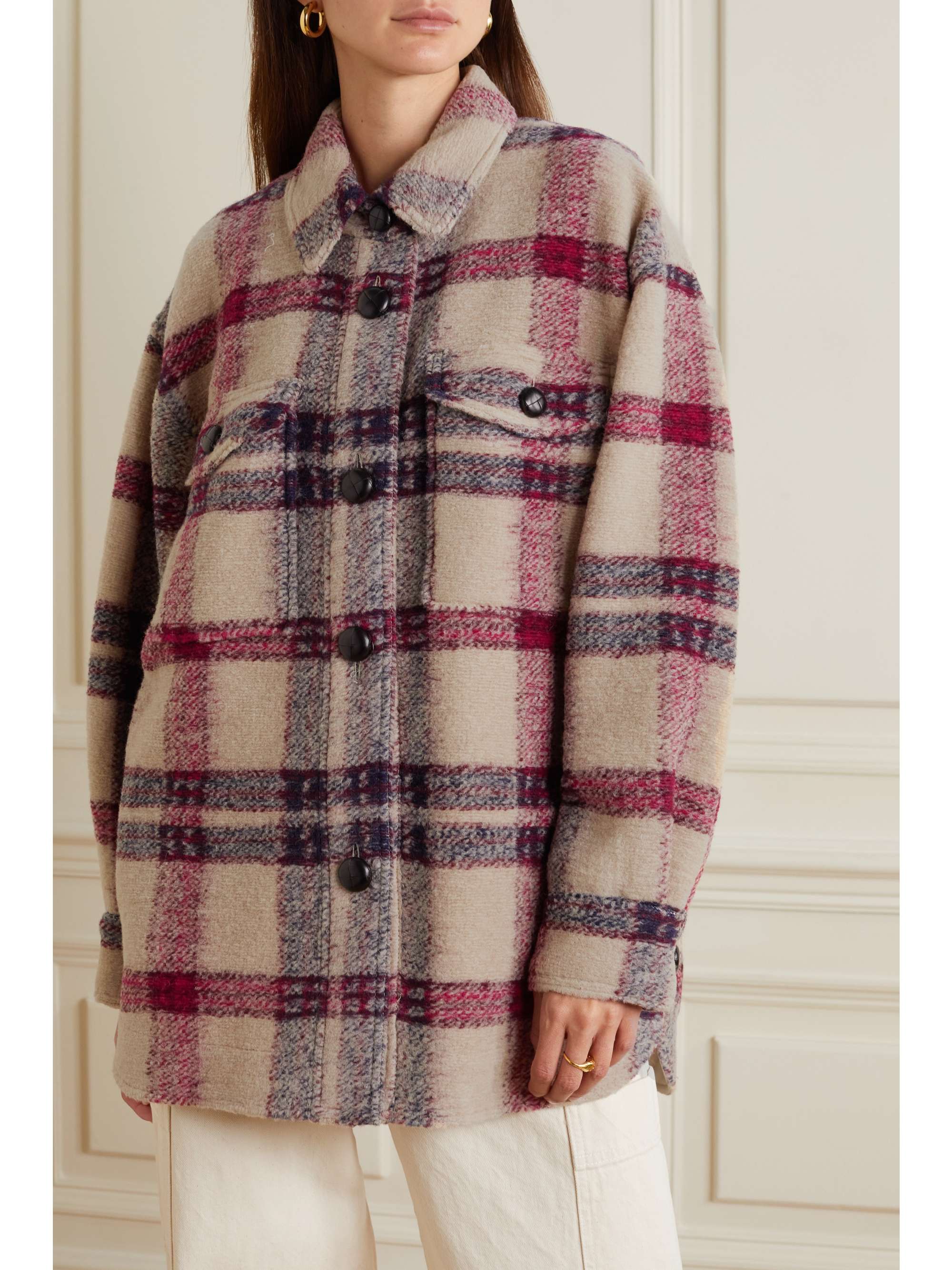 MARANT ÉTOILE Harveli Oversized-Jacke aus einer karierten Wollmischung