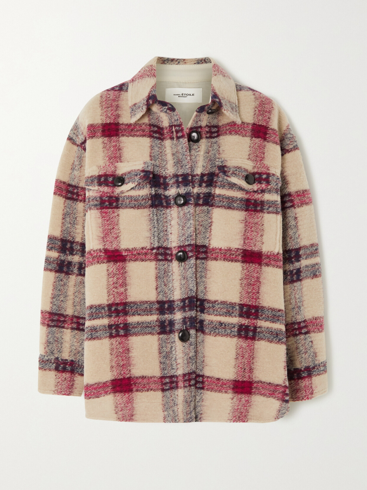 Isabel Marant Étoile Harveli Oversized Checked Wool-blend Jacket In Burgundy
