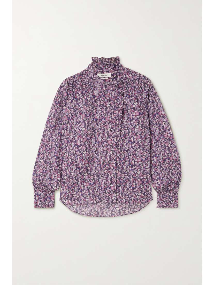 Marant Étoile Pamias Ruffled Floral-print Organic Cotton-voile Blouse