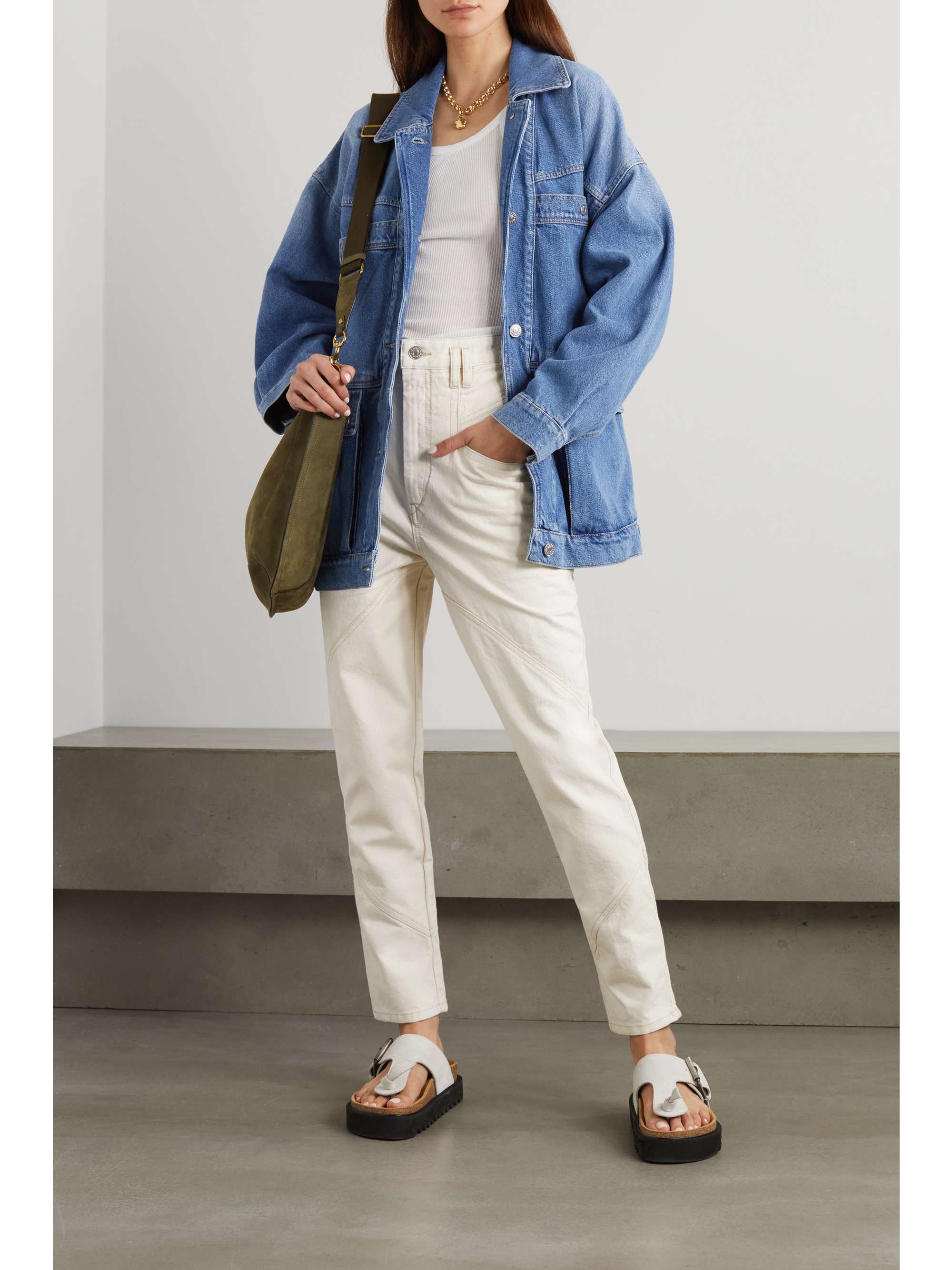 ISABEL MARANT Nadeloisa paneled high-rise straight-leg jeans