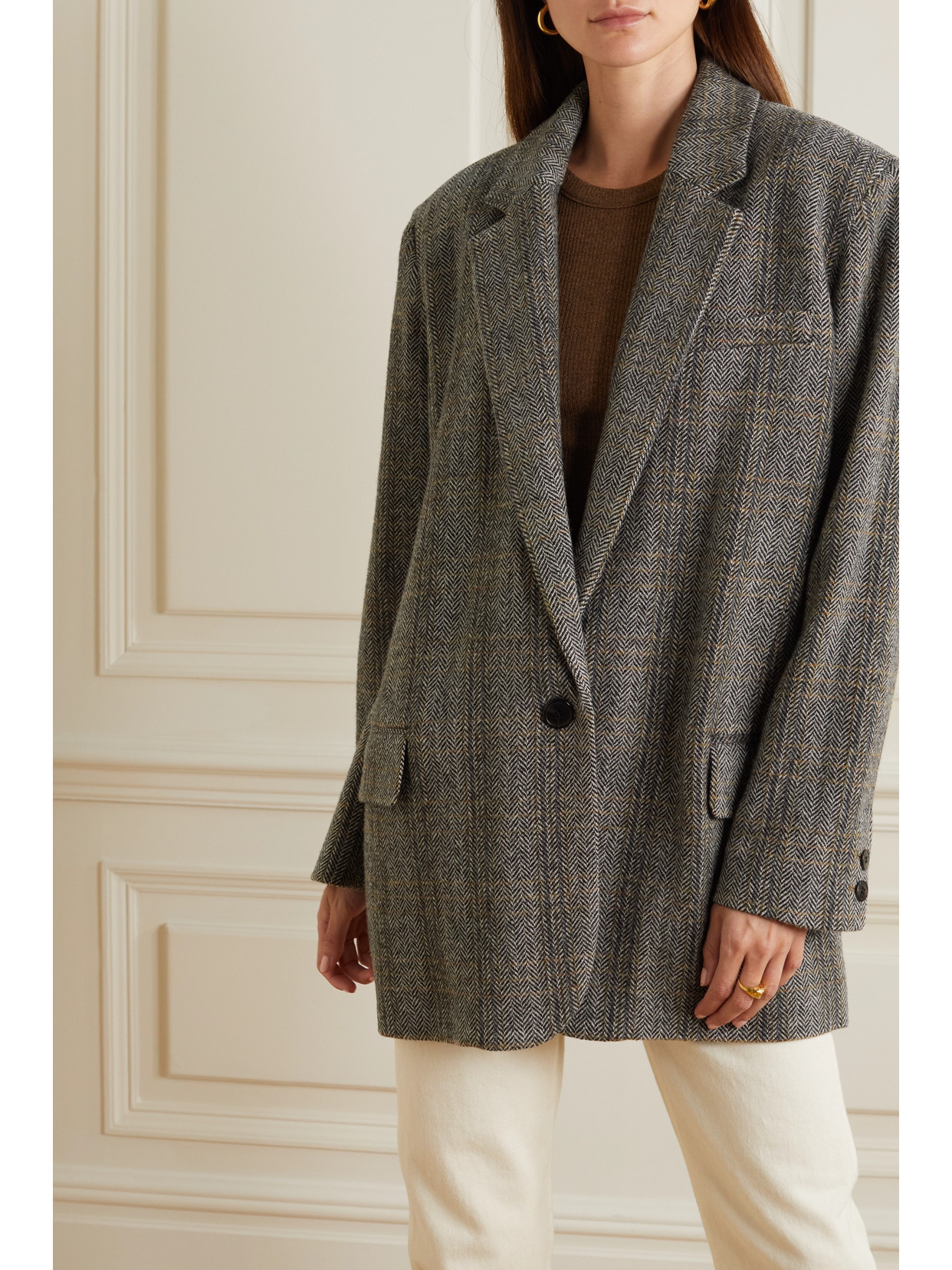 Isabel Marant Étoile Cikaito Herringbone Wool Blazer In Brown ModeSens