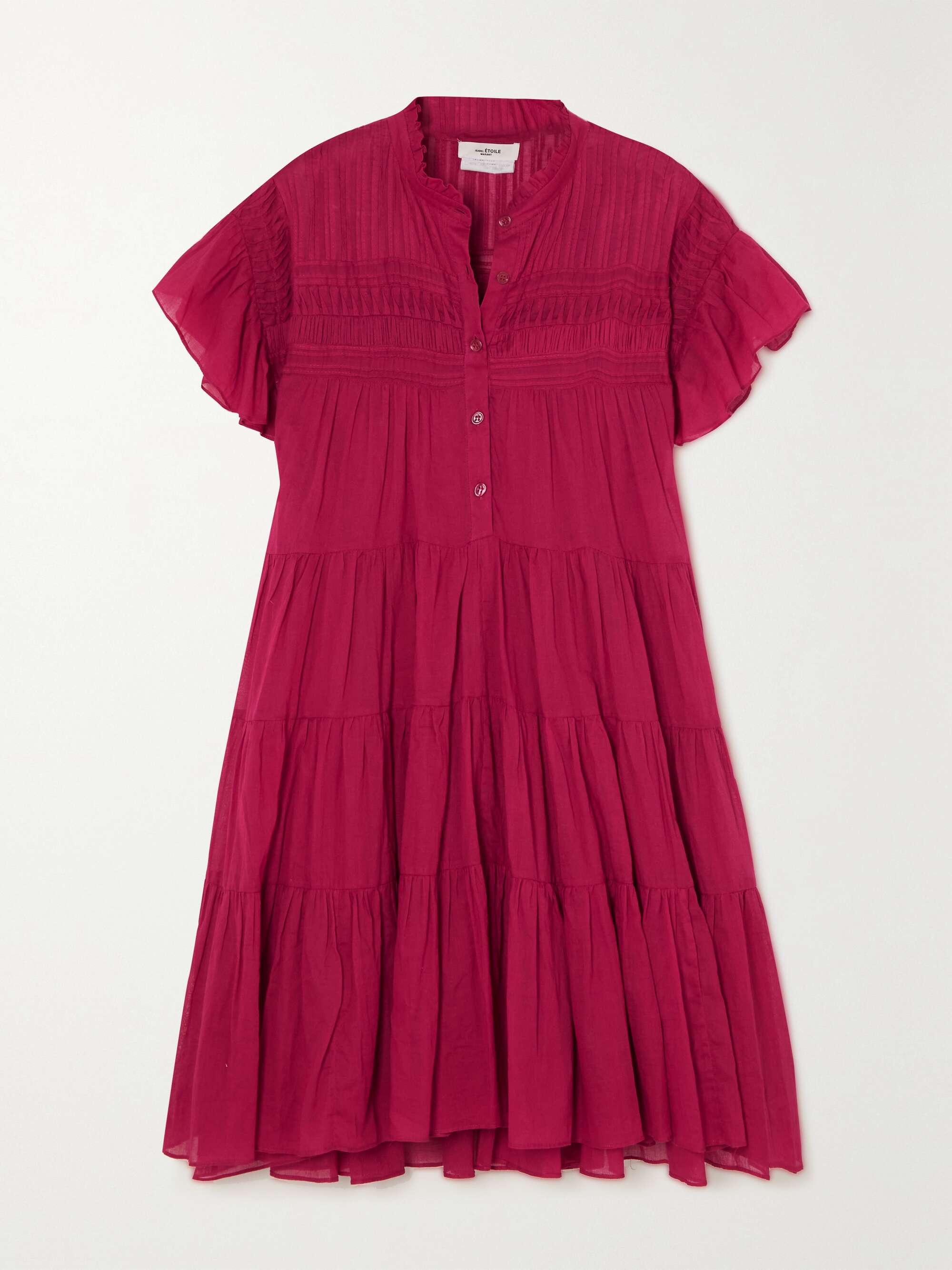 Plum Lanikaye ruffled tiered organic cotton-voile mini dress | ISABEL ...