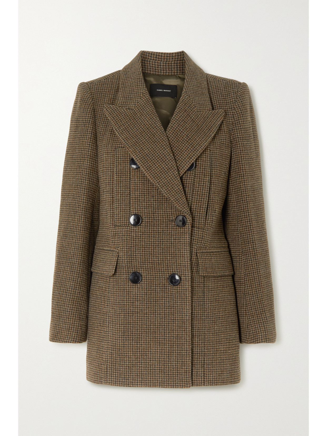 Isabel Marant Ezilea Double-breasted Checked Wool Blazer In Brown