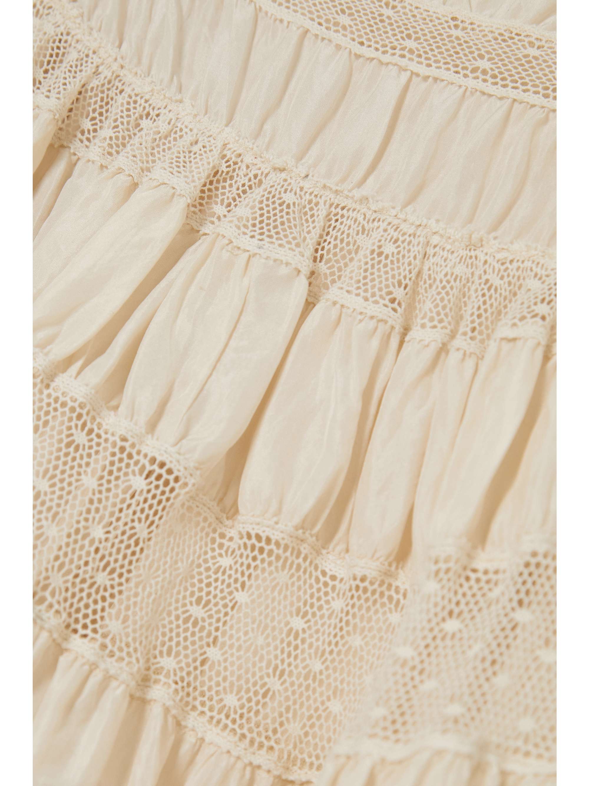 ISABEL MARANT Cerobas cold-shoulder crocheted lace-trimmed ruched silk blouse