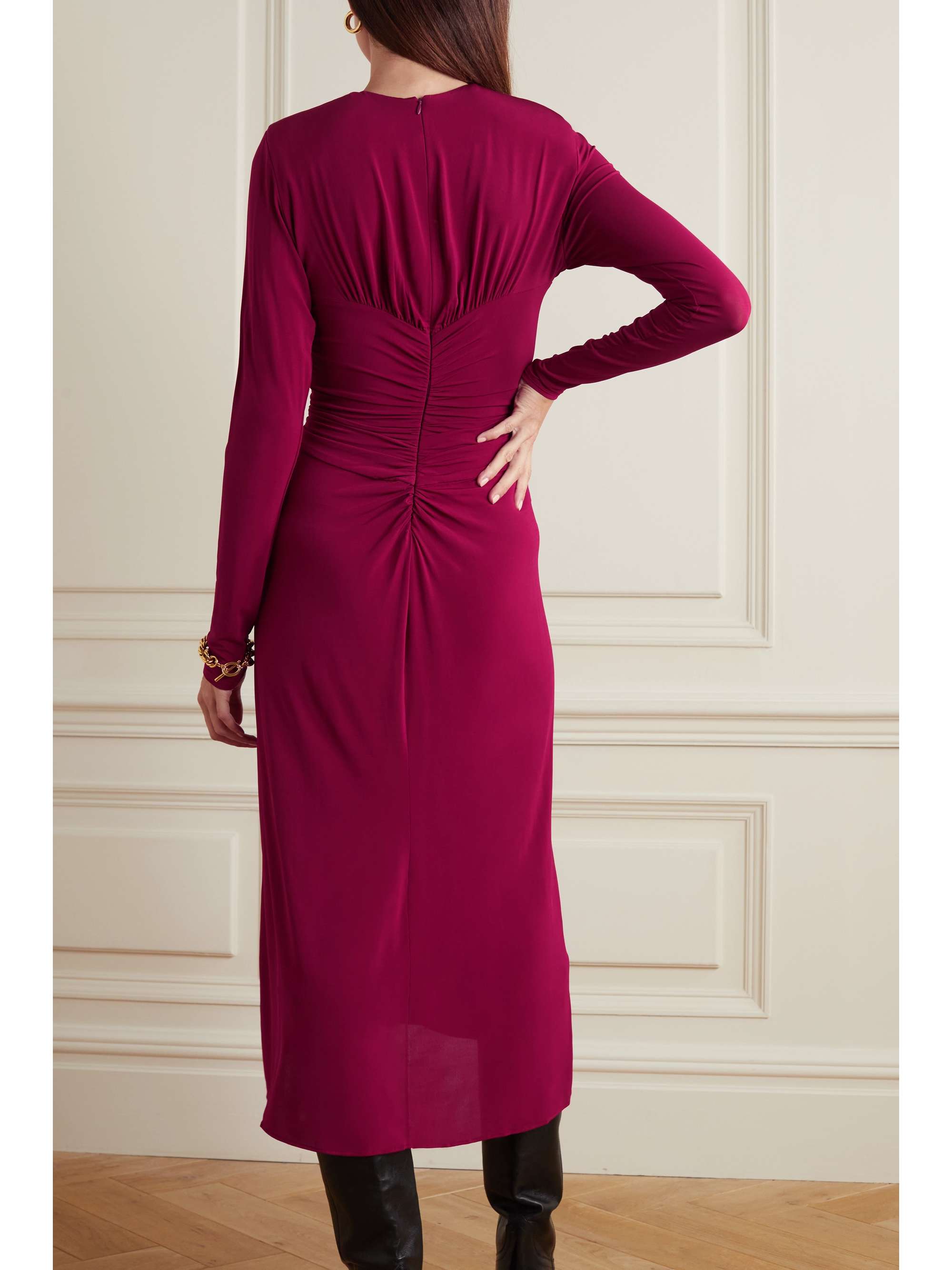 ISABEL MARANT Jinelima cutout ruched stretch-jersey midi dress