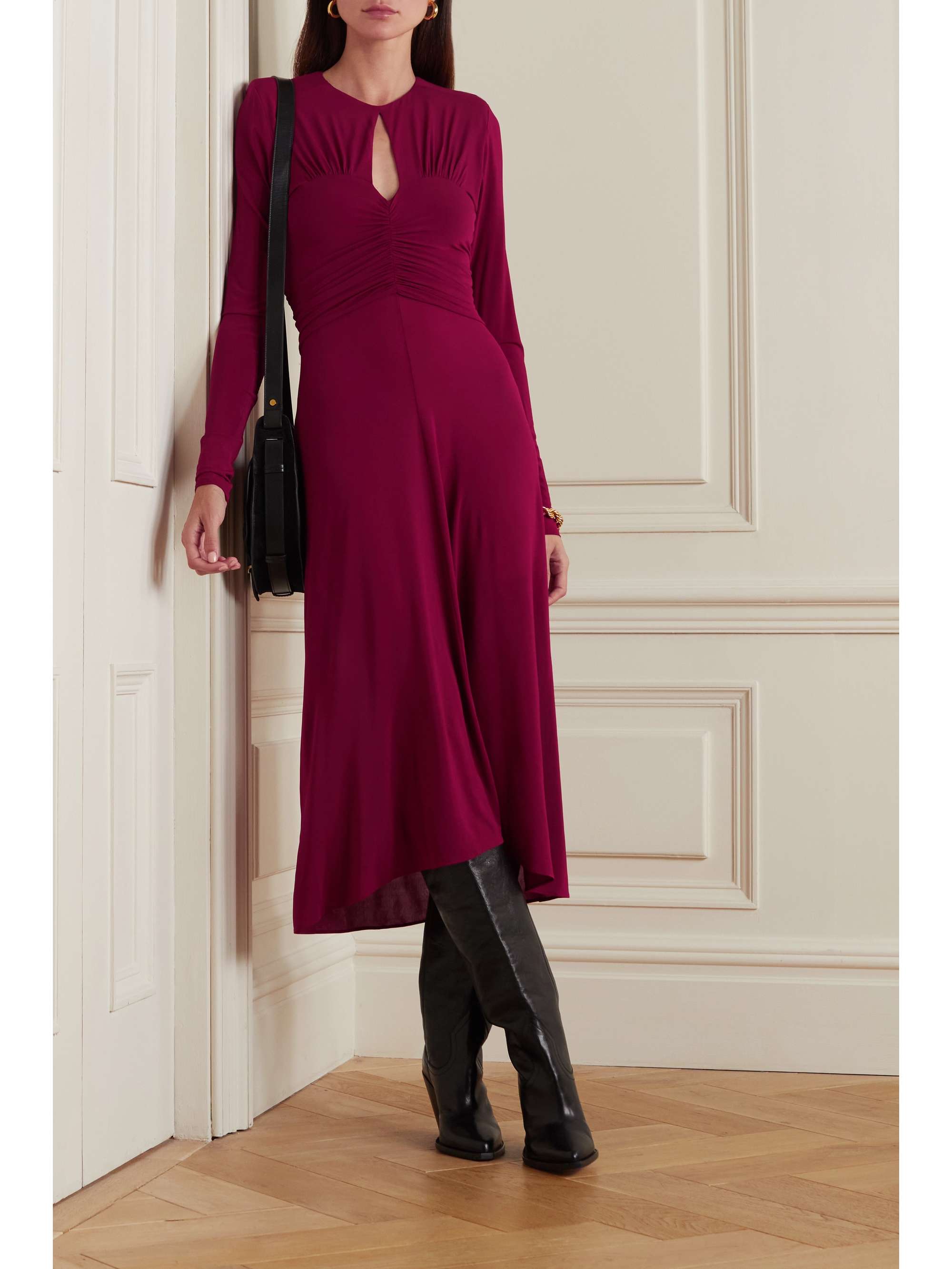 ISABEL MARANT Jinelima cutout ruched stretch-jersey midi dress