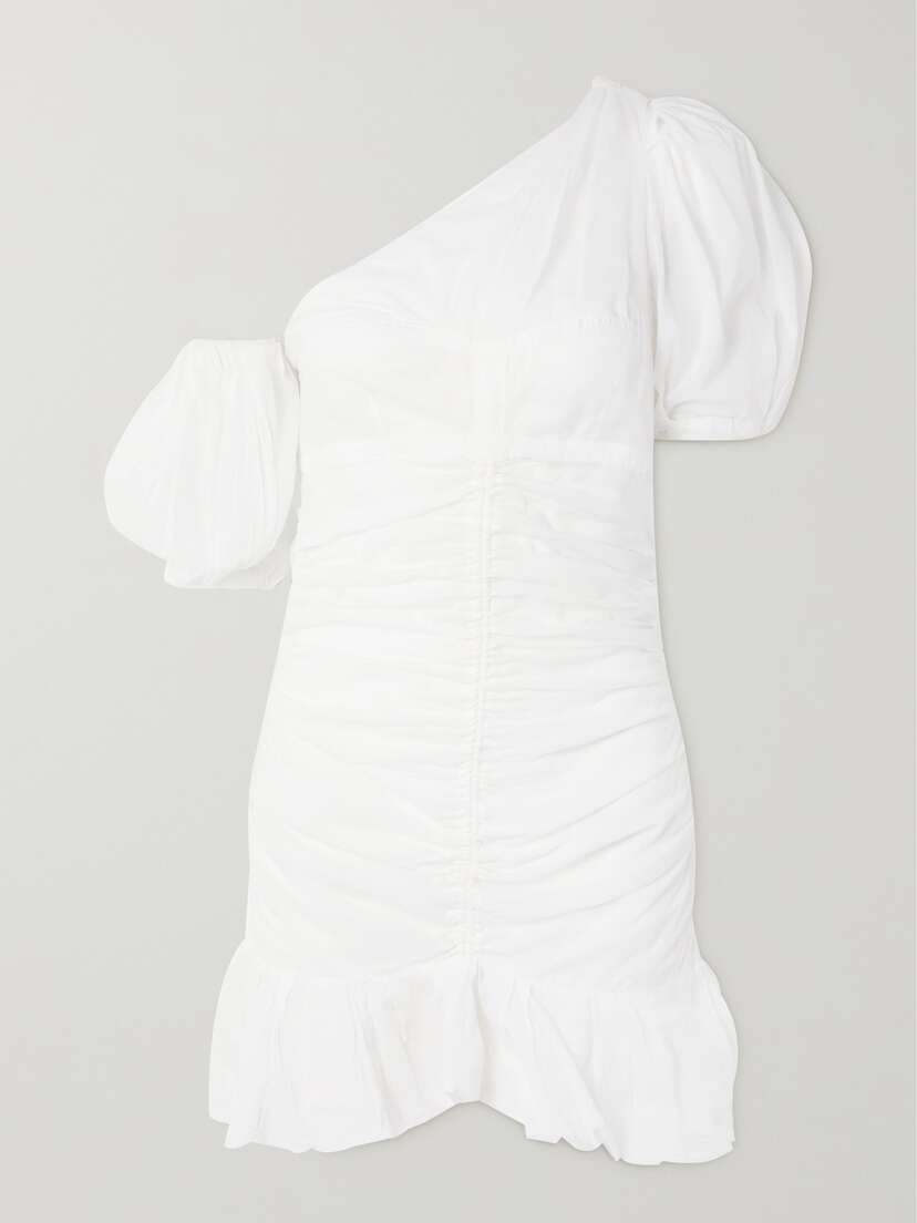 Marant Étoile Lecia Asymmetric Ruched Cotton-voile Mini Dress