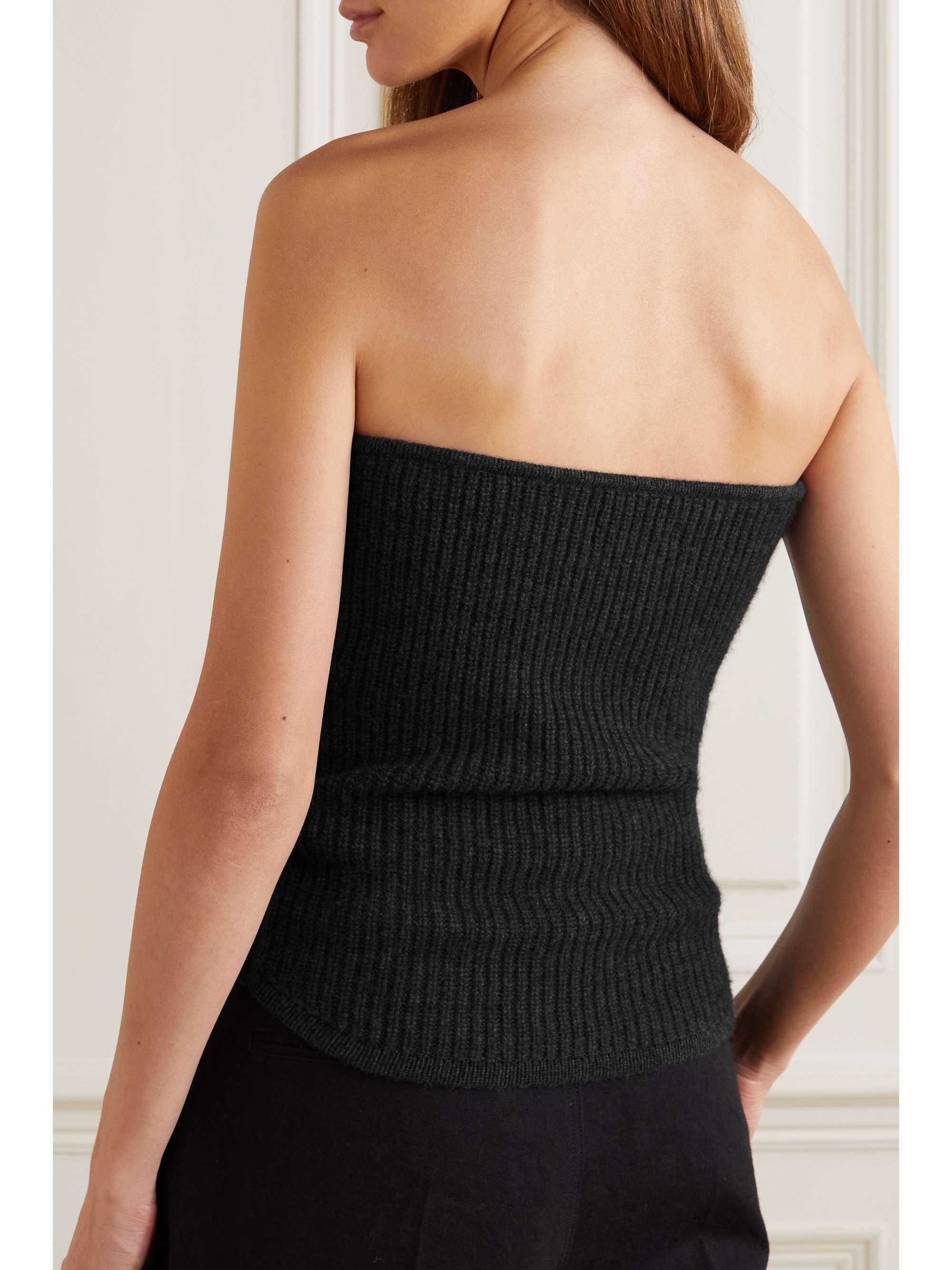 ISABEL MARANT Blaze strapless ribbed wool and cashmere-blend top