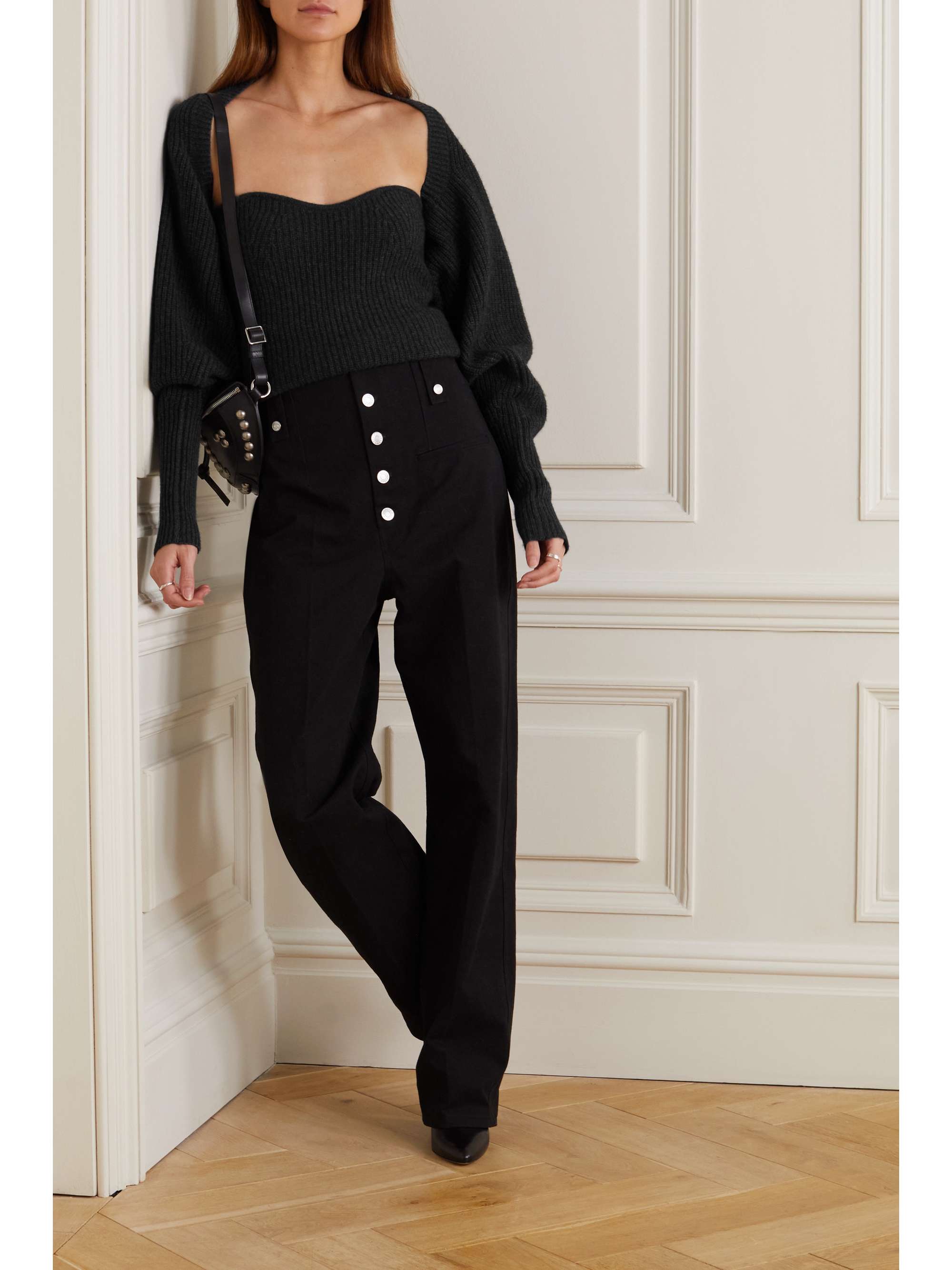 ISABEL MARANT Blaze strapless ribbed wool and cashmere-blend top