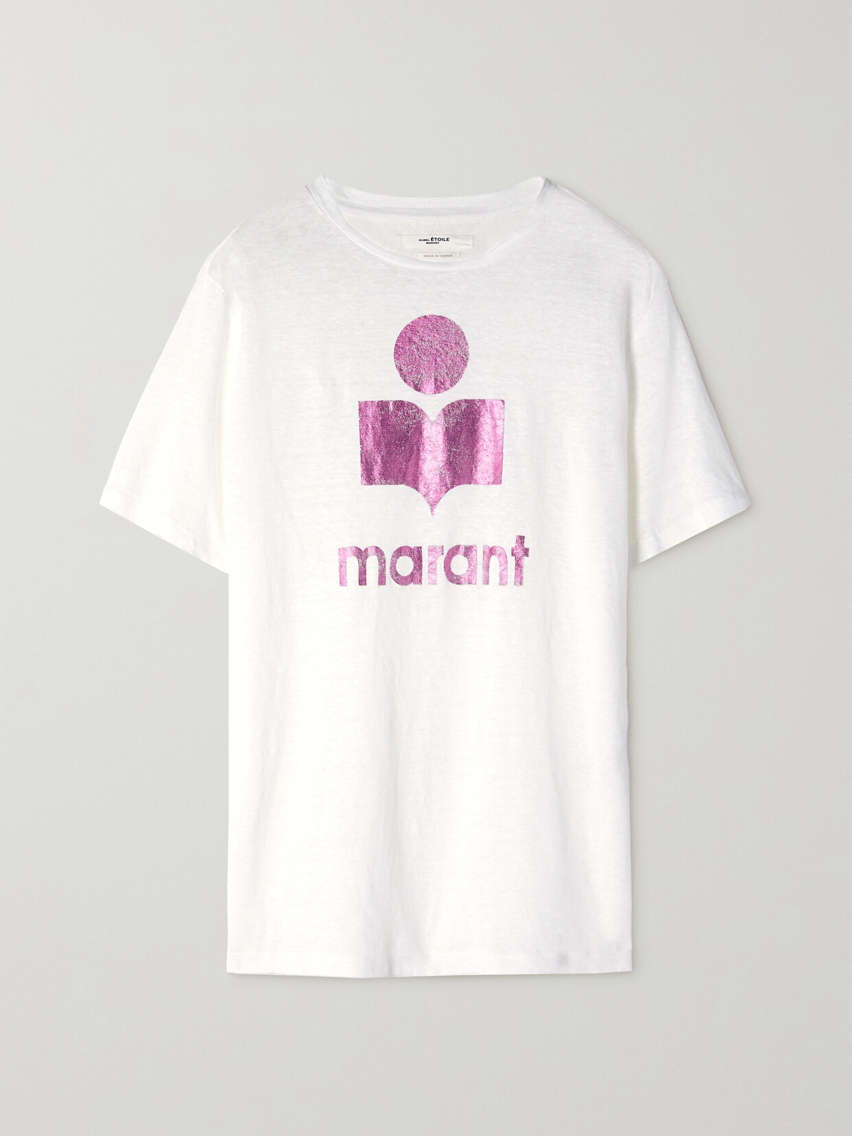 Isabel Marant Étoile Zewel Metallic Printed Linen-jersey T-shirt In White