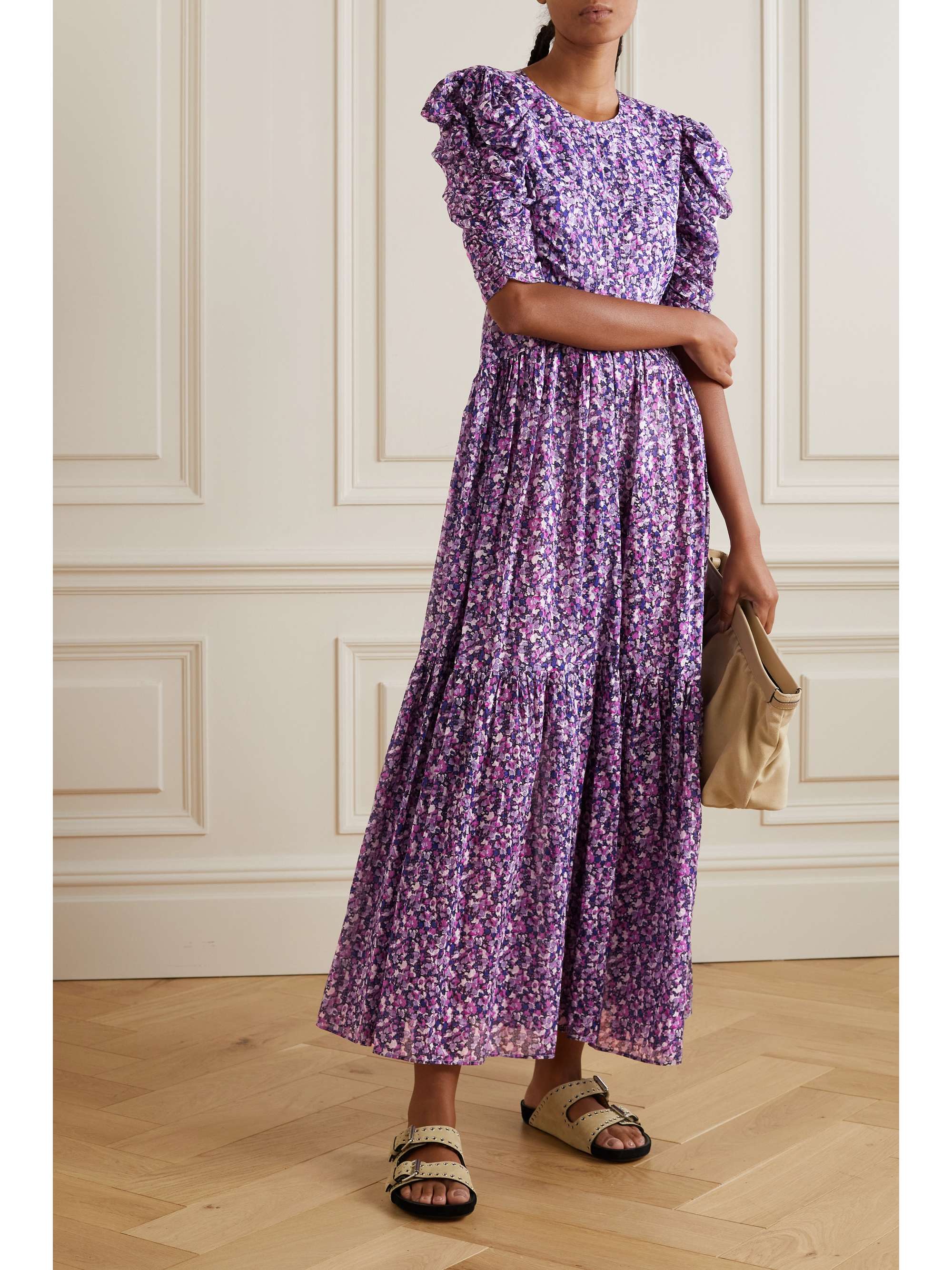 ISABEL MARANT ÉTOILE Sichelle ruffled cutout floral-print cotton-voile maxi dress
