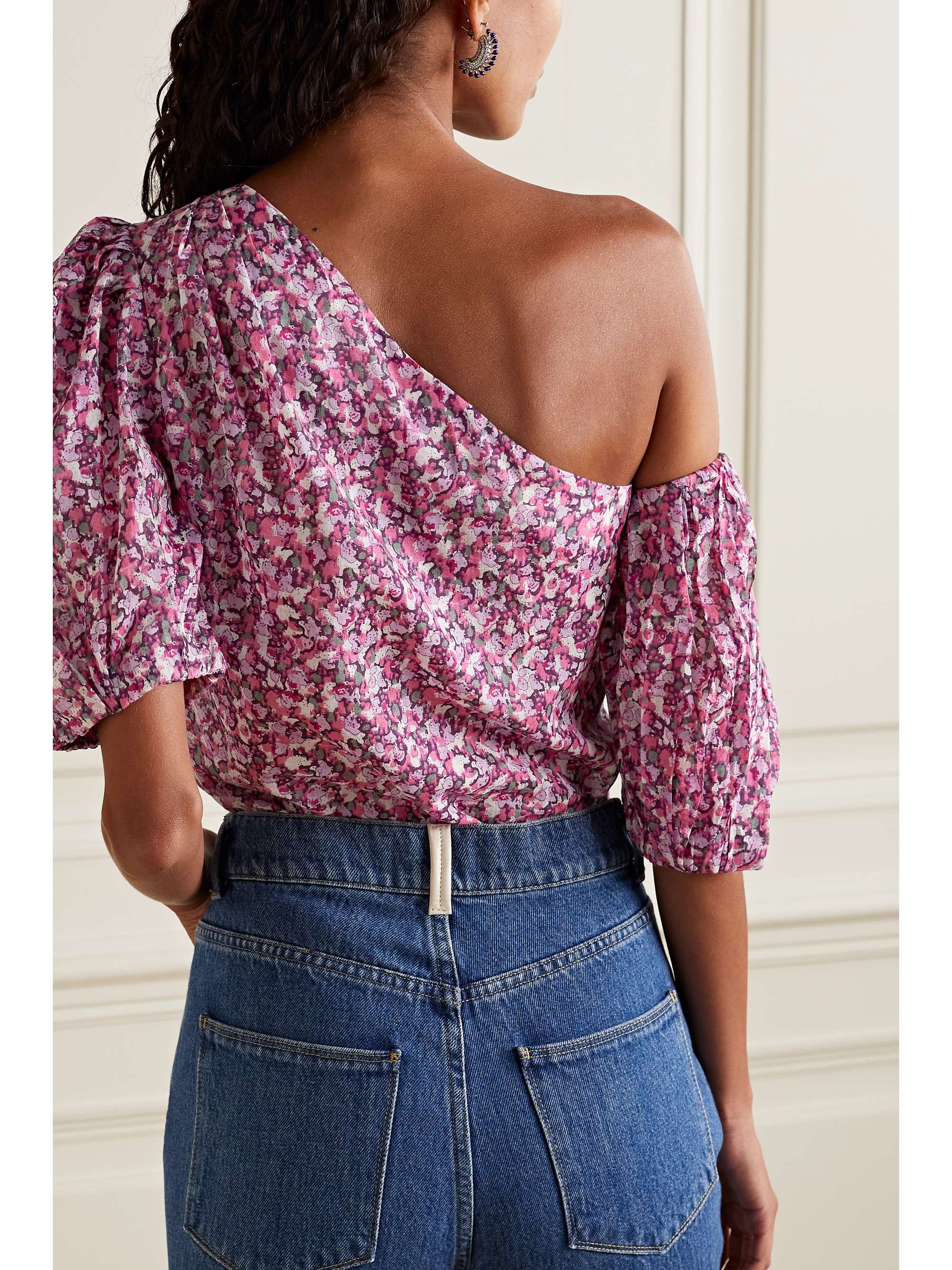 ISABEL MARANT ÉTOILE Liddy convertible one-shoulder floral-print  cotton-voile top | NET-A-PORTER