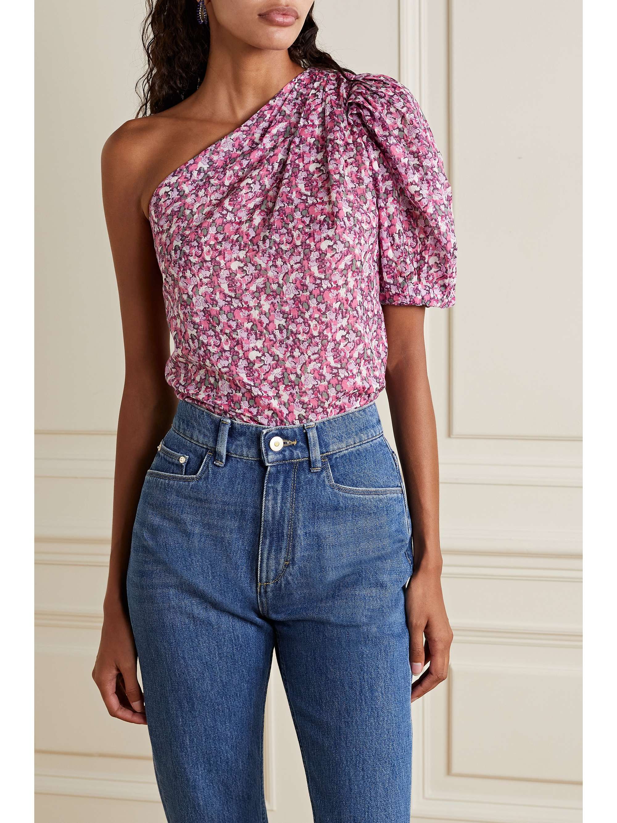 ISABEL MARANT ÉTOILE Liddy convertible one-shoulder floral-print  cotton-voile top | NET-A-PORTER