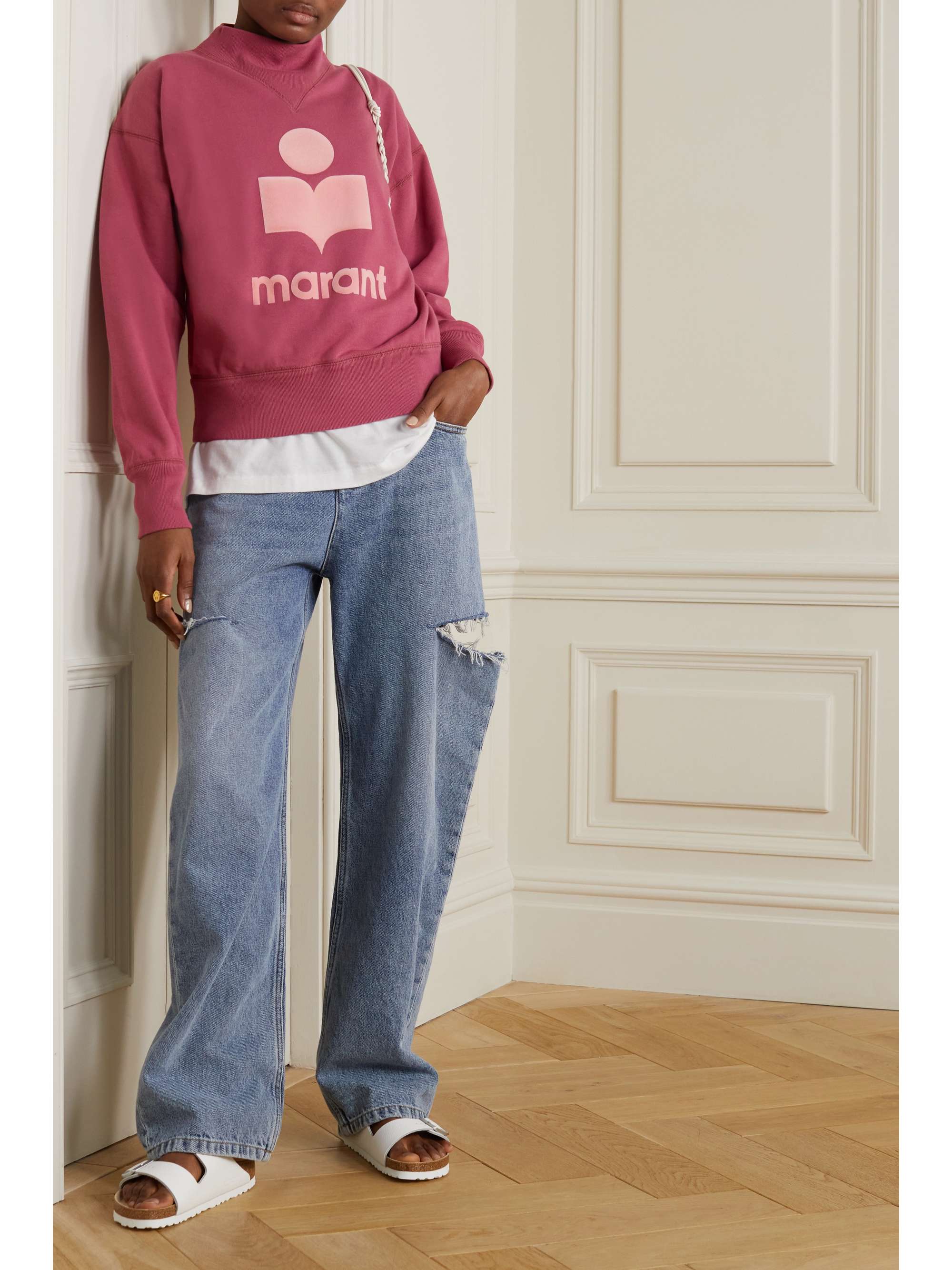 Pink Moby flocked organic cotton-blend 