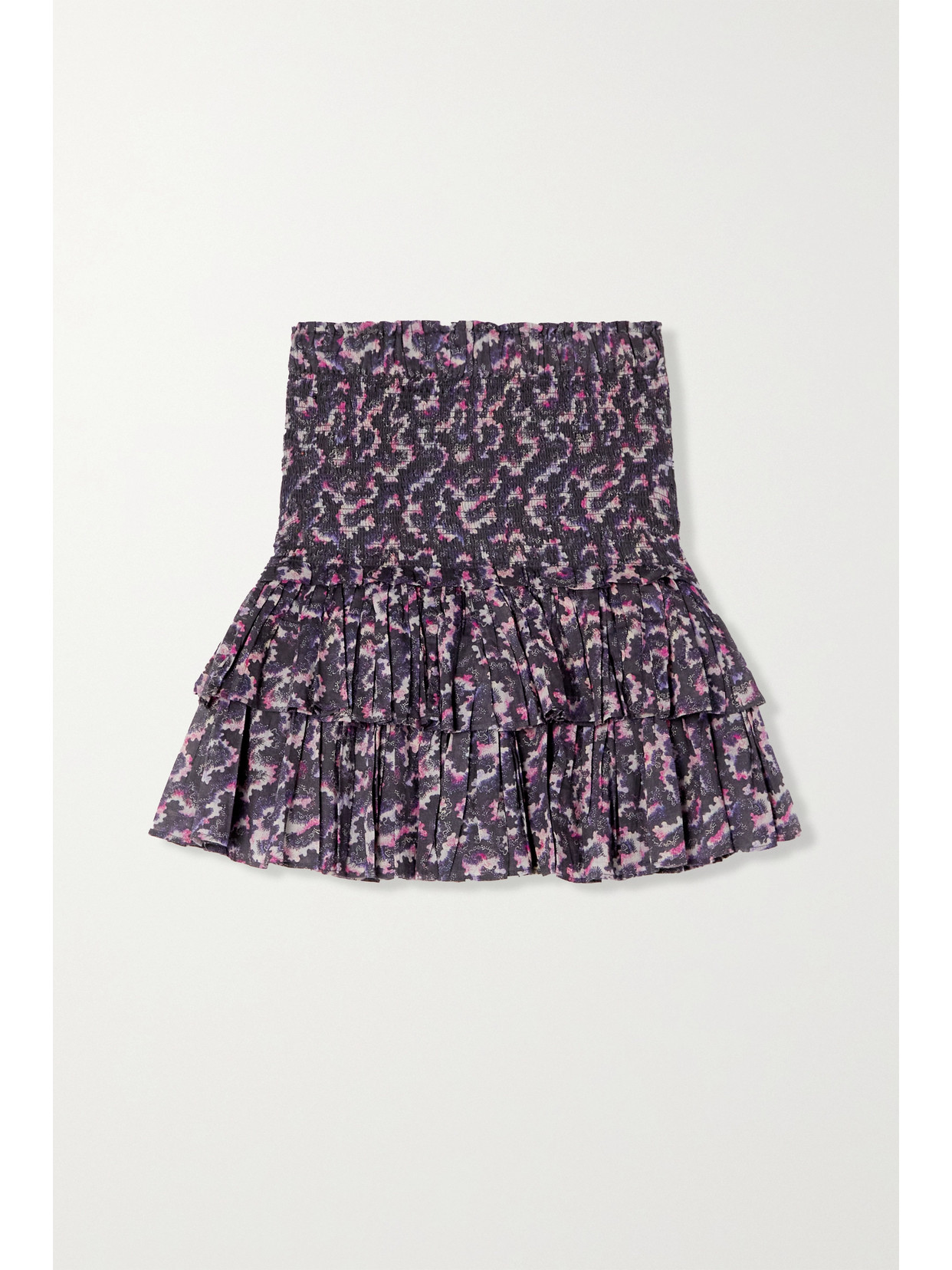 ISABEL MARANT ÉTOILE NAOMI SHIRRED TIERED FLORAL-PRINT ORGANIC COTTON-VOILE MINI SKIRT