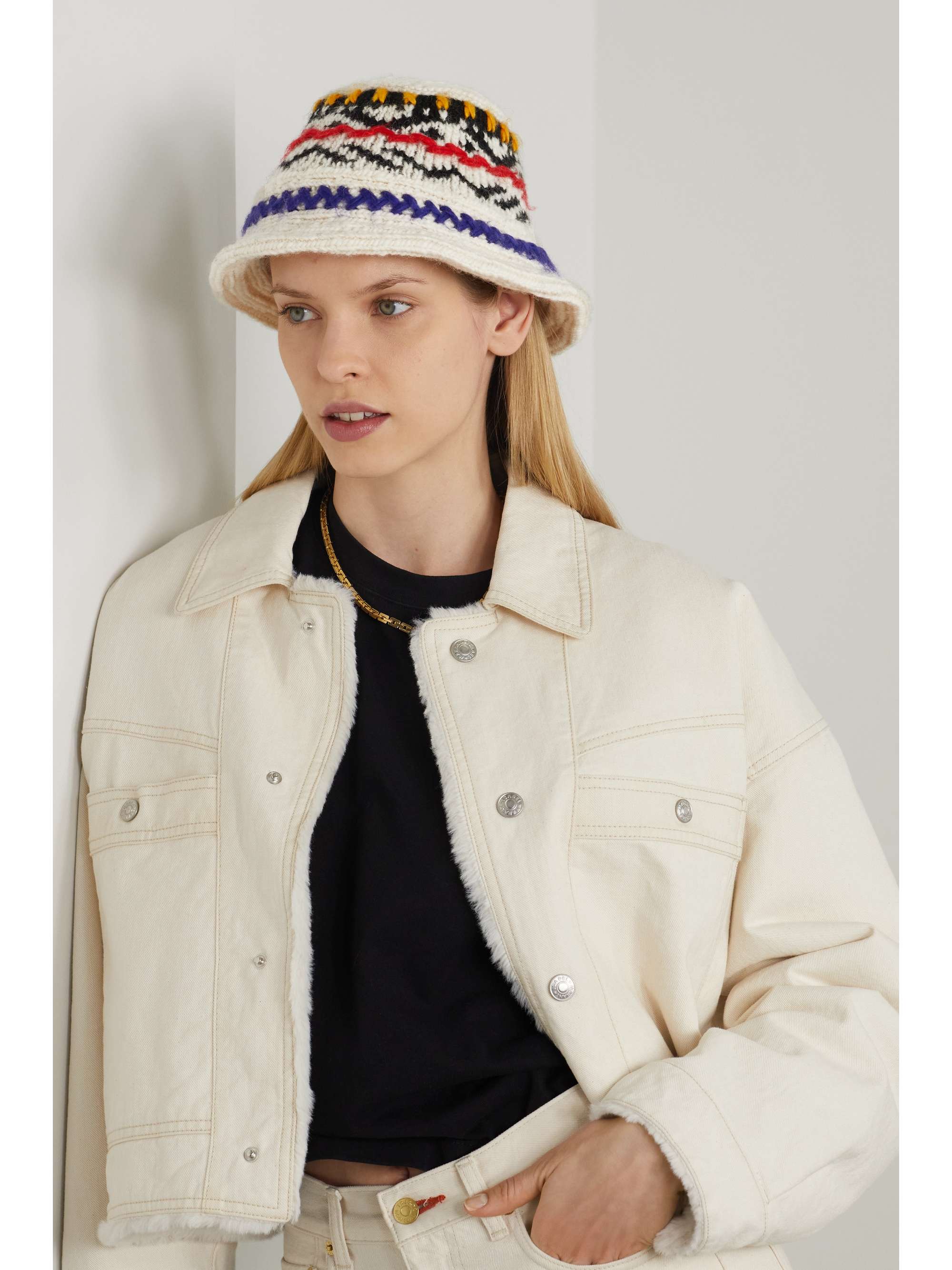 ISABEL MARANT Galvin embroidered jacquard-knit alpaca-blend bucket hat
