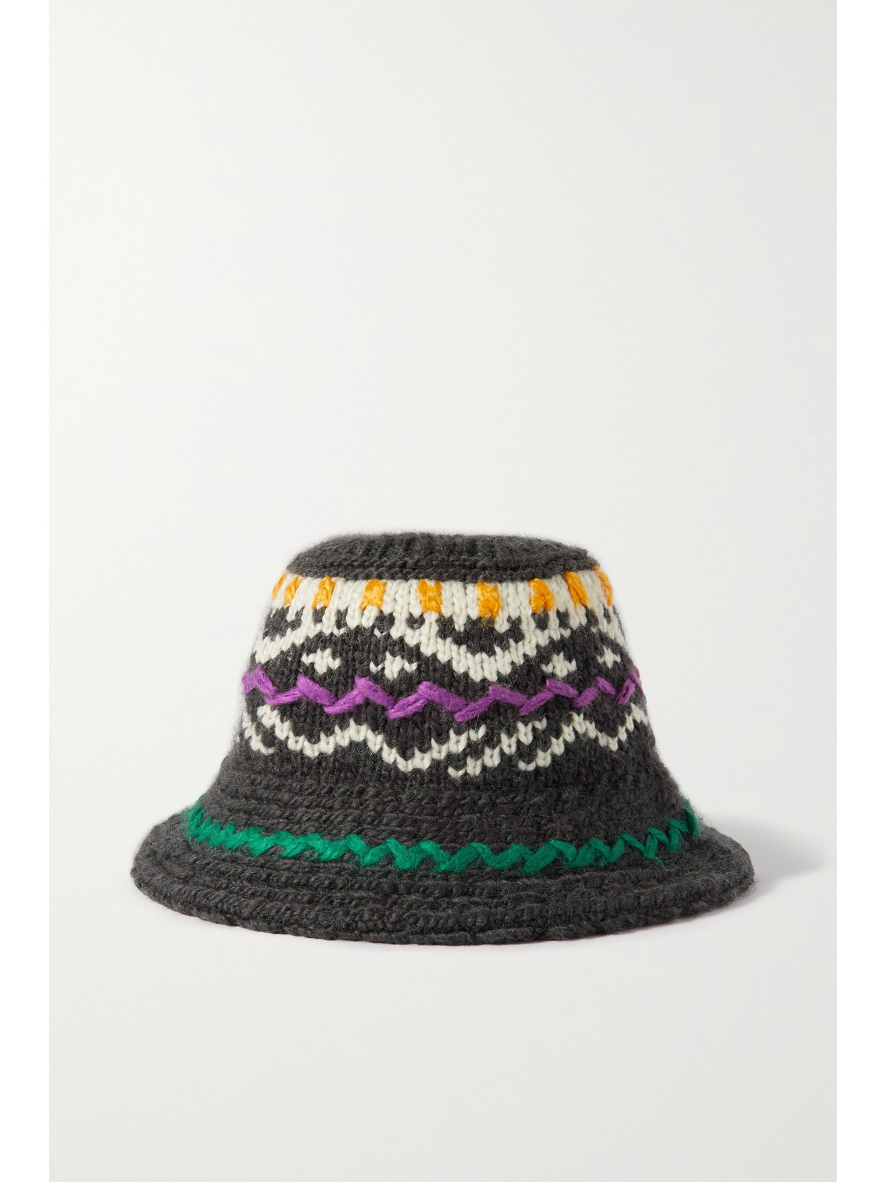 Isabel Marant - Galvin Embroidered Jacquard-knit Alpaca-blend Bucket Hat - Blue