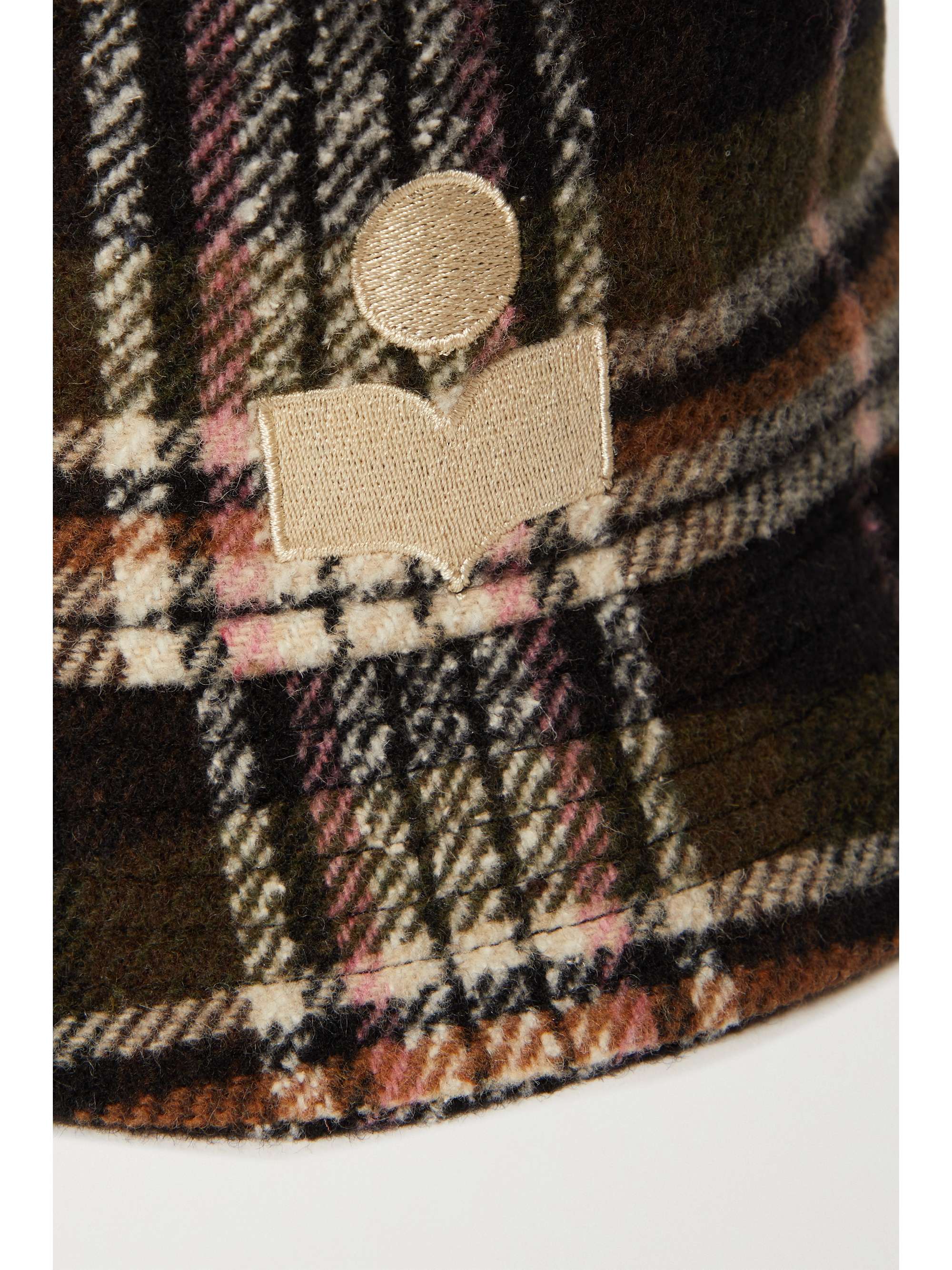 ISABEL MARANT Haley embroidered checked wool-blend flannel bucket hat