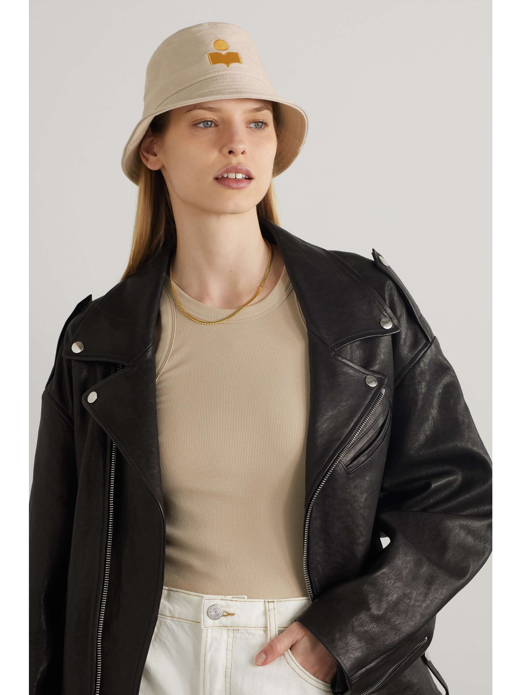 ISABEL MARANT Haley embroidered cotton-canvas bucket hat