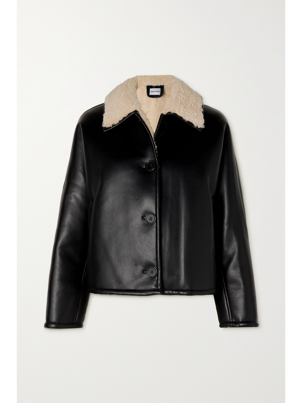 STAND STUDIO AMELIE FAUX SHEARLING-LINED FAUX LEATHER JACKET