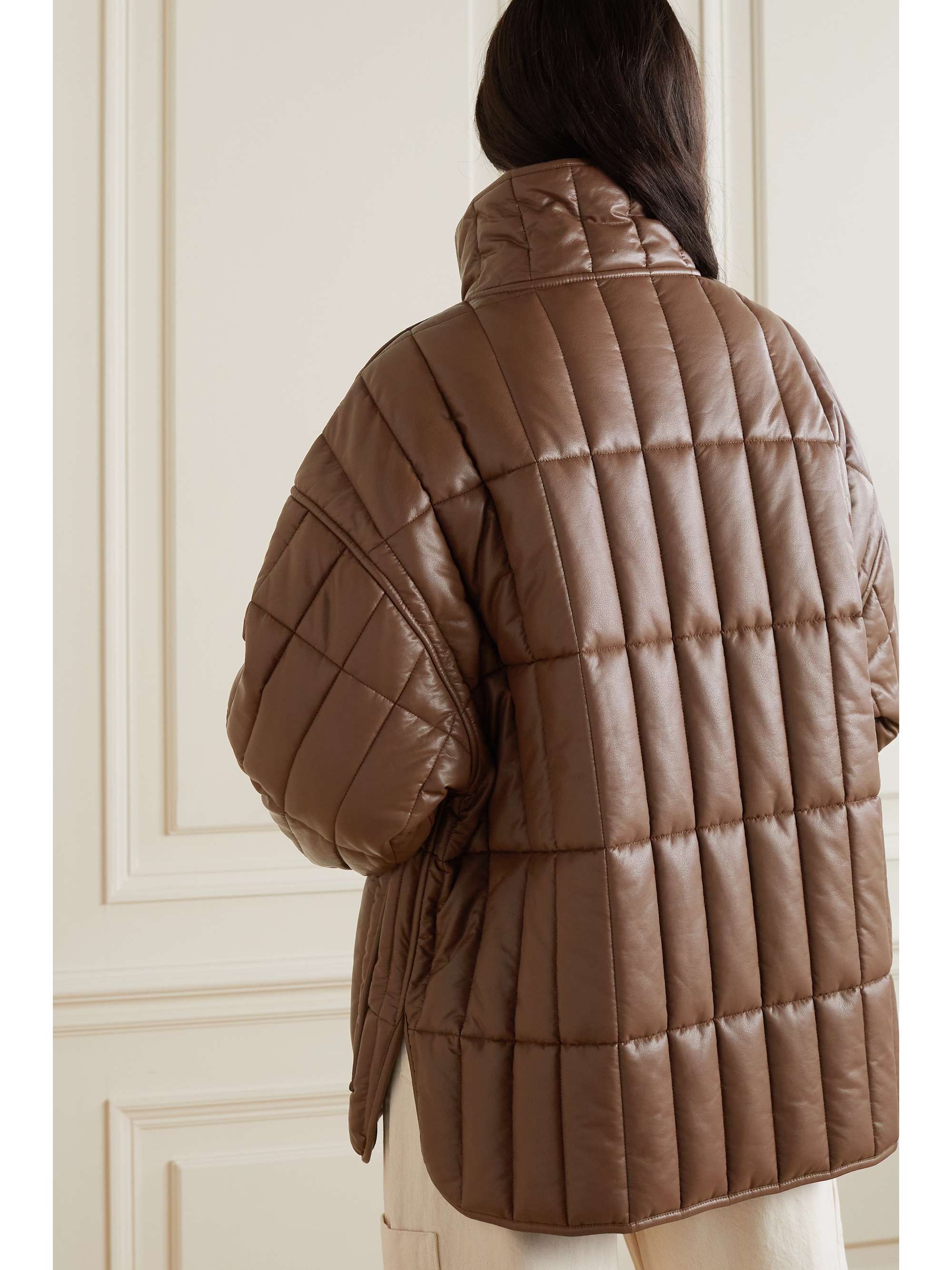 STAND STUDIO Evelina quilted padded vegan leather jacket NETAPORTER