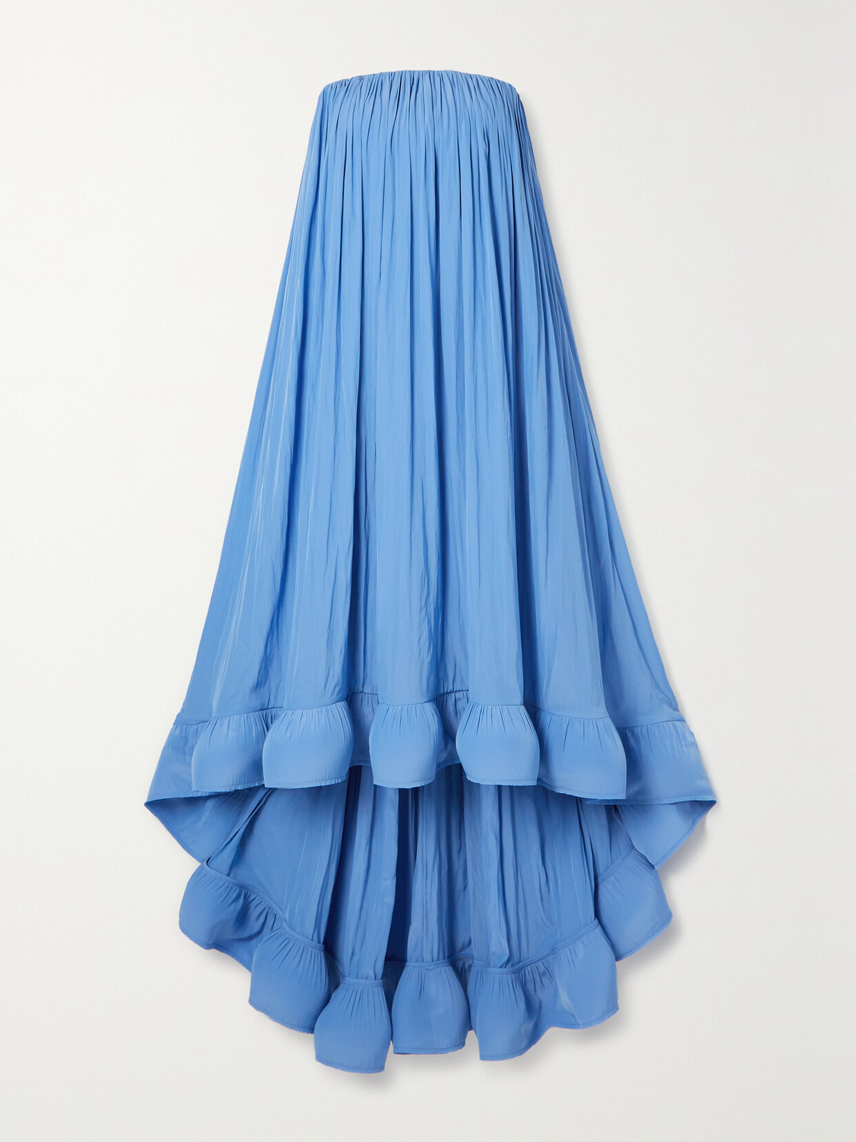 Lanvin Strapless Ruffled Chiffon Gown - Blue