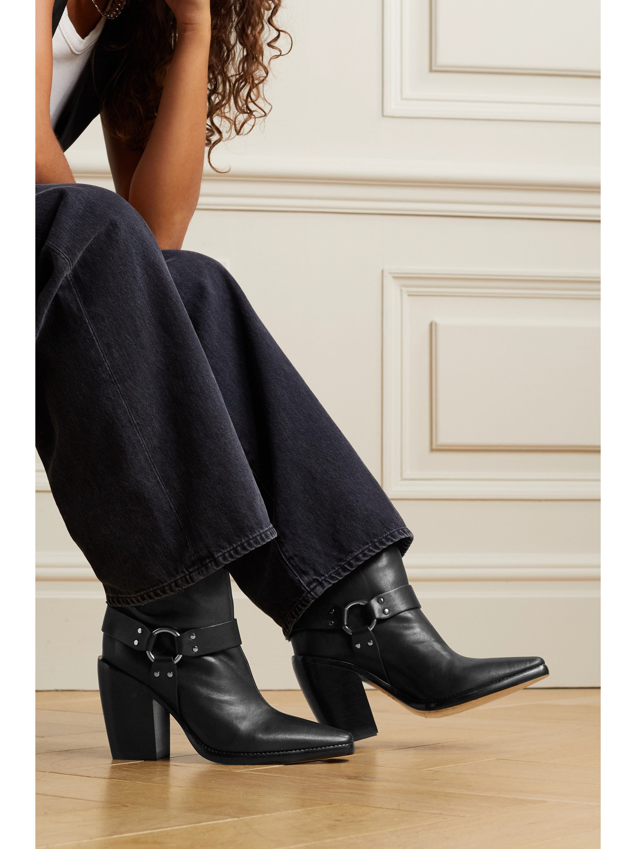 Rag & Bone Rio Leather Harness Western Booties In Black | ModeSens