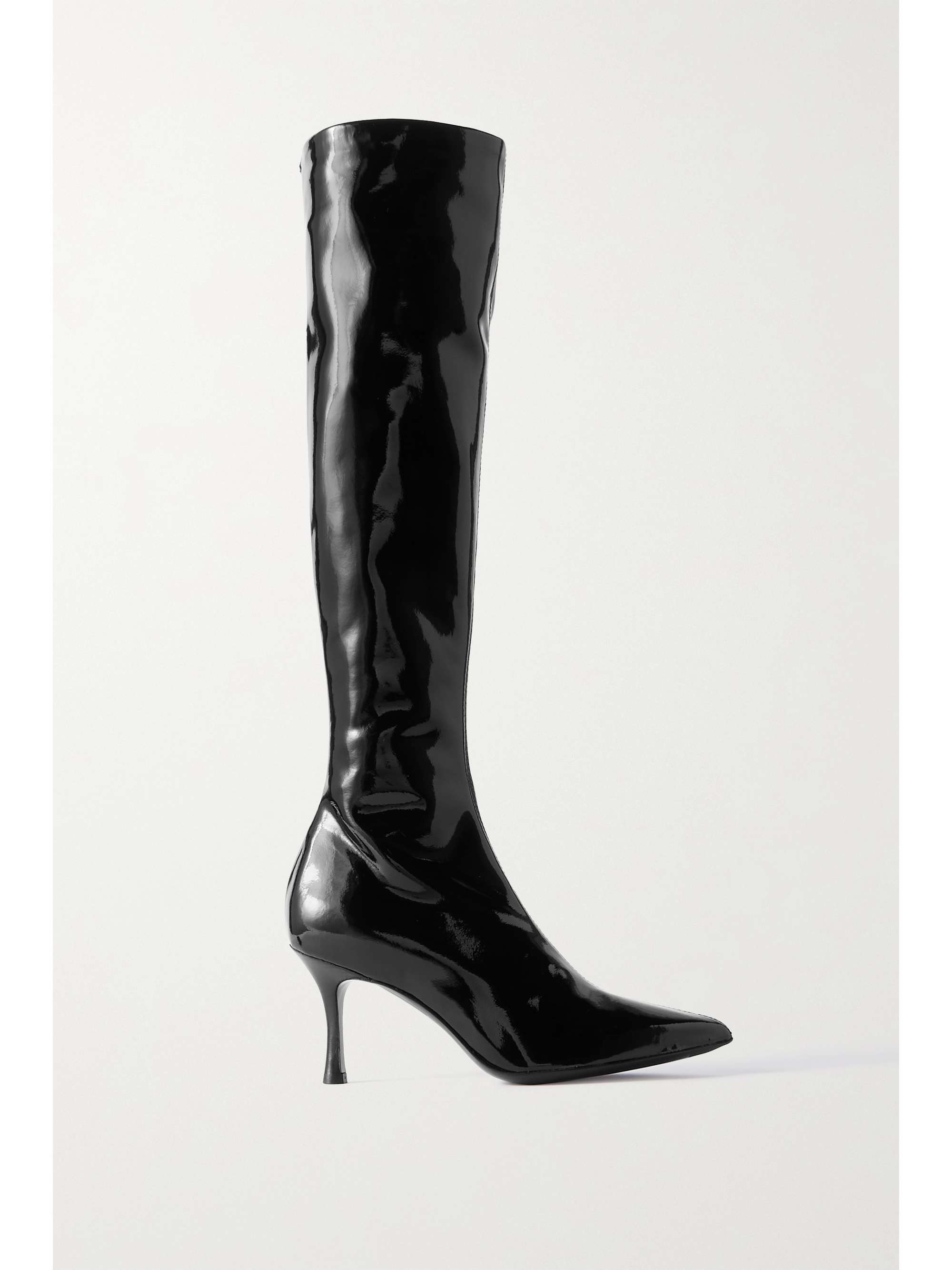 Black Brea faux patent-leather knee 