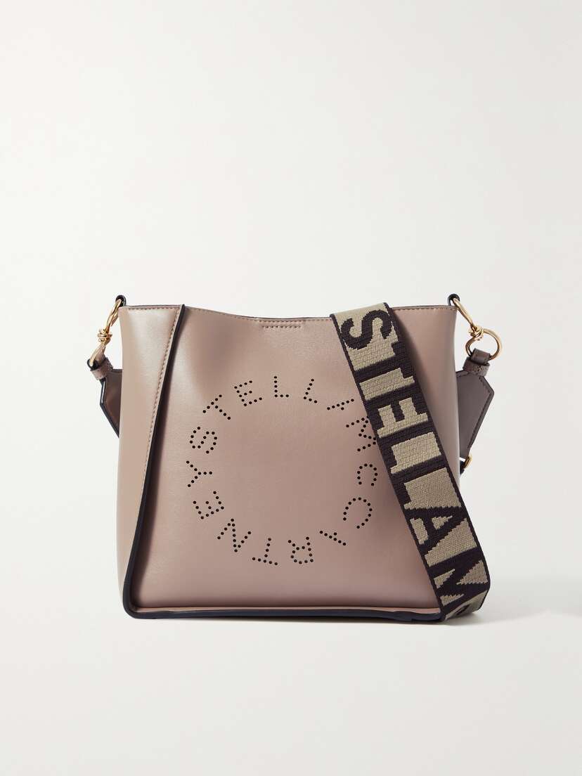 Stella McCartney + Net Sustain Perforated Vegetarian Leather Shoulder Bag