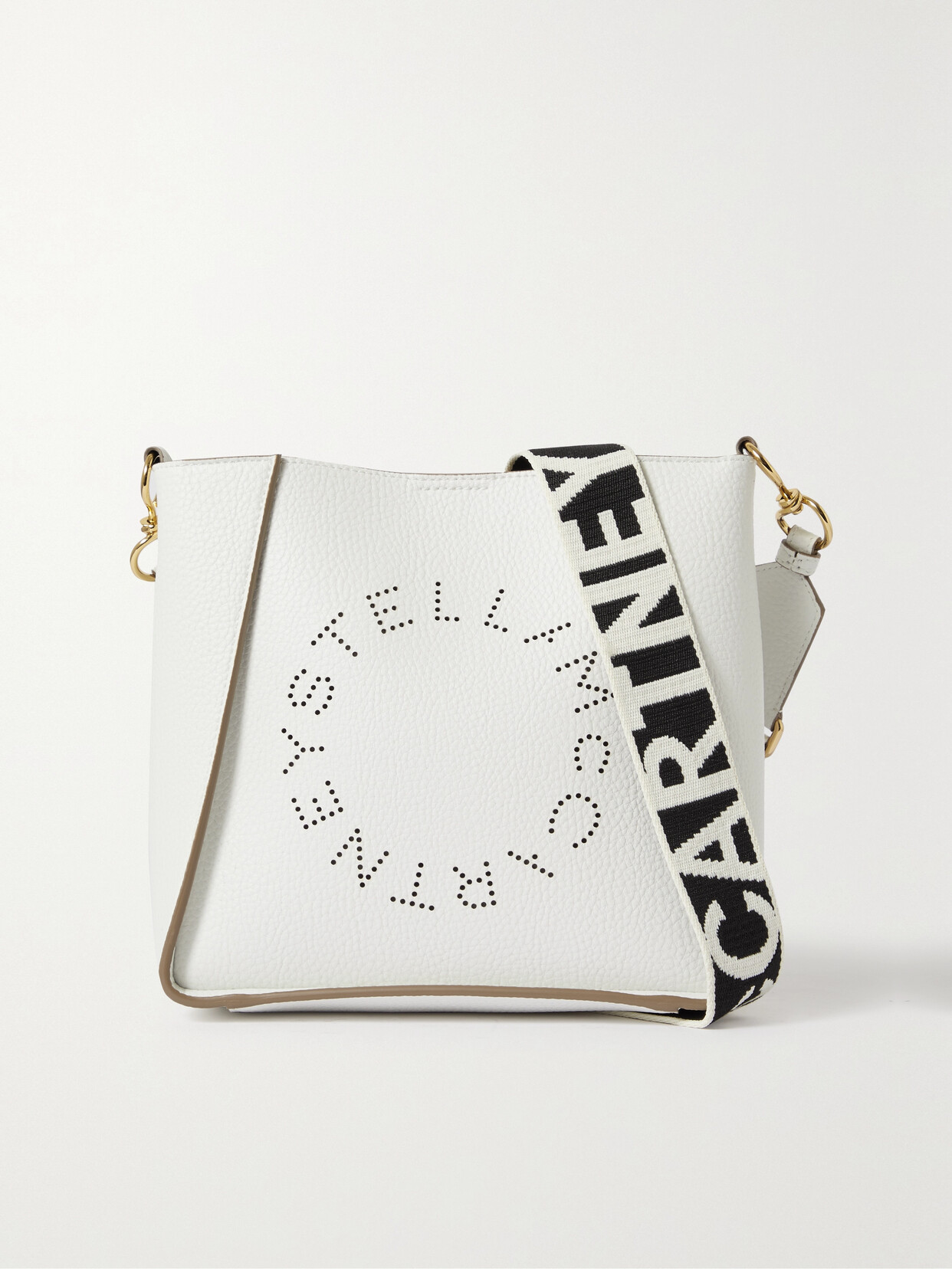 STELLA MCCARTNEY + NET SUSTAIN LOGO-PERFORATED VEGETARIAN LEATHER SHOULDER BAG