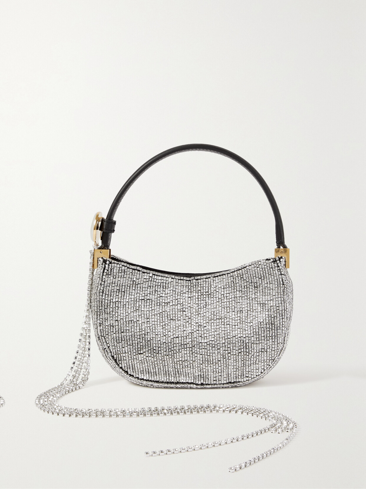 Magda Butrym - Vesna Micro Leather-trimmed Embellished Canvas Bag - Silver