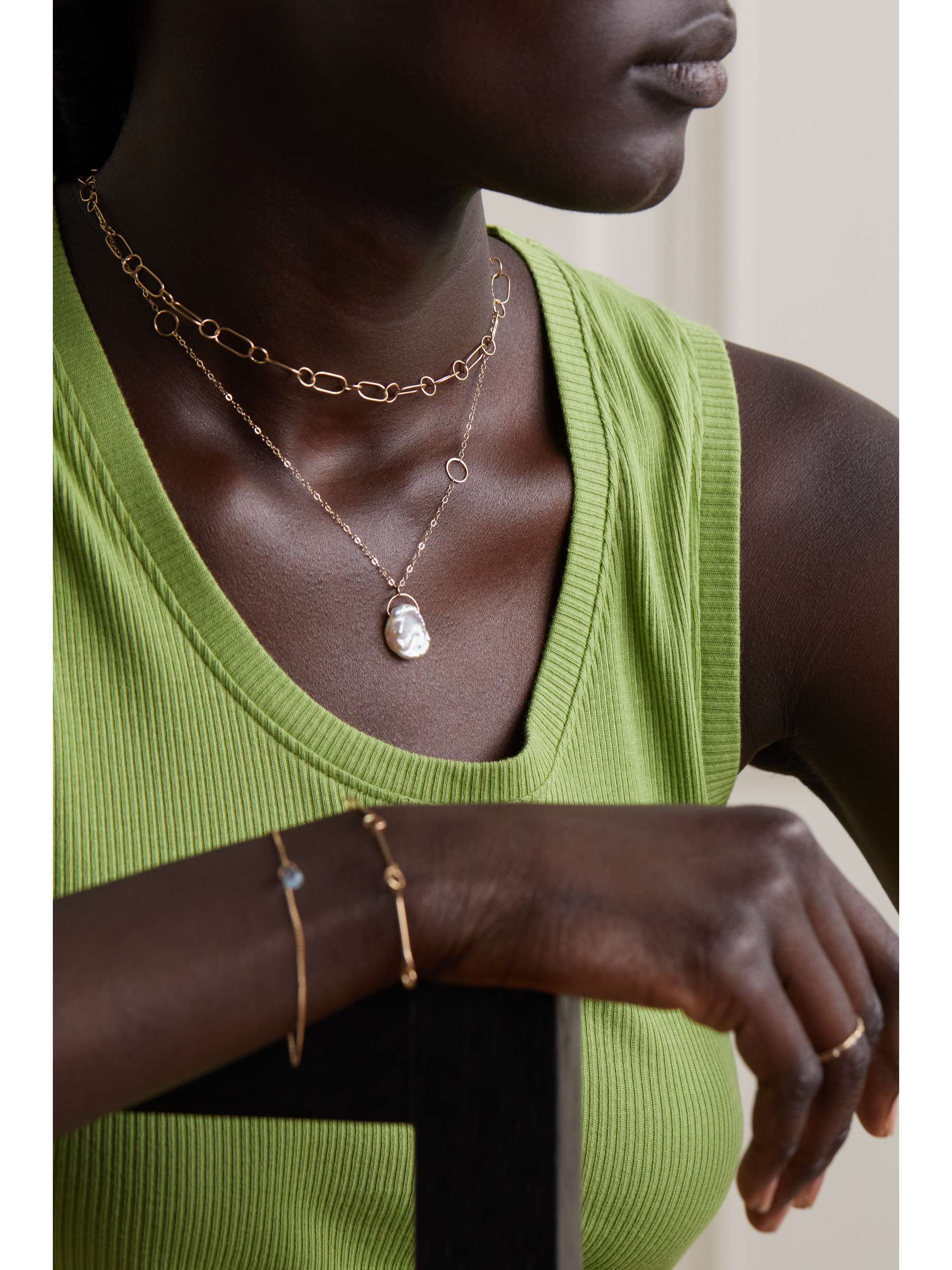 MELISSA JOY MANNING 14-karat recycled gold pearl necklace