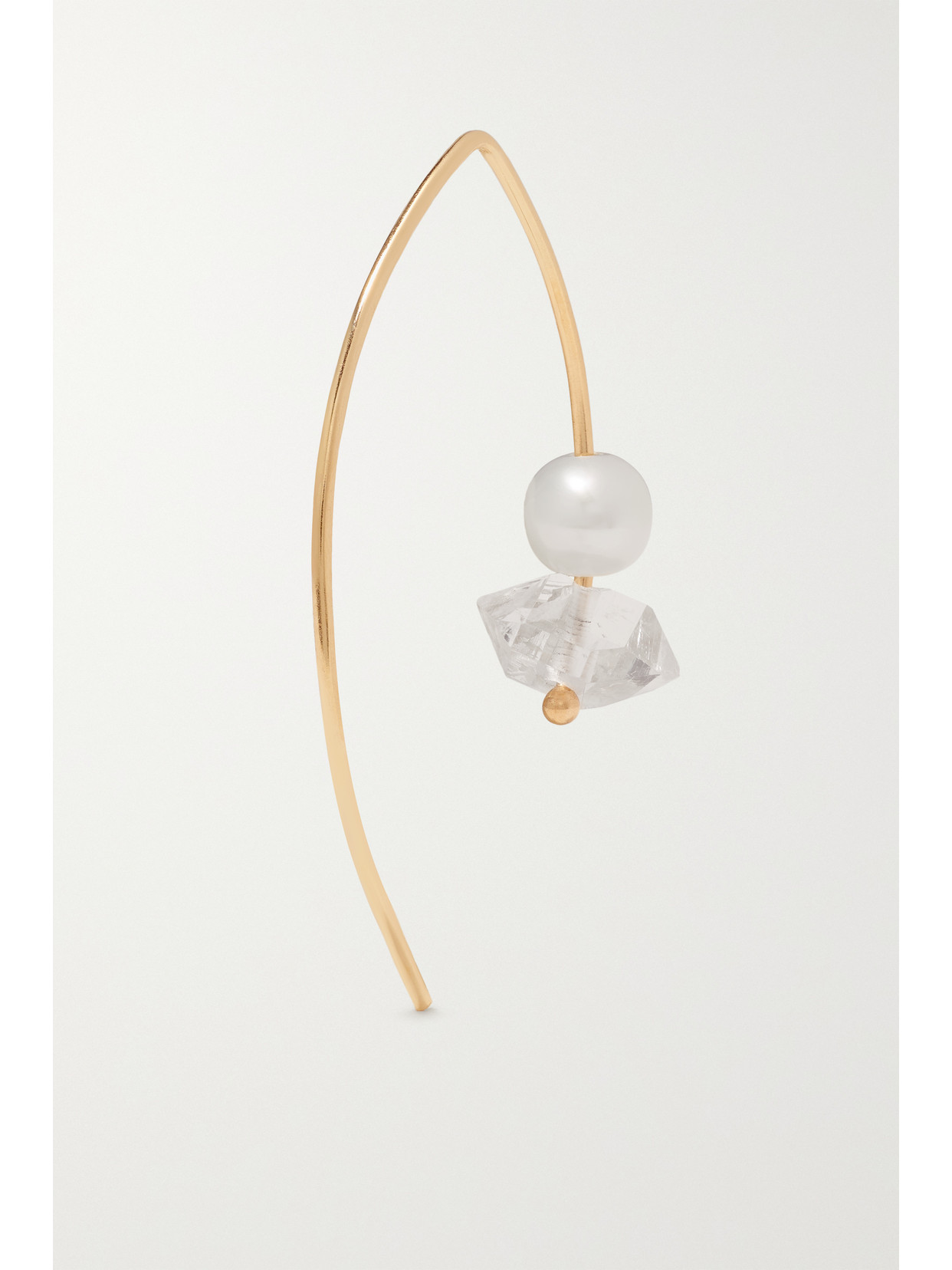 Shop Melissa Joy Manning Wishbone 14-karat Recycled Gold, Herkimer Diamond And Pearl Earrings