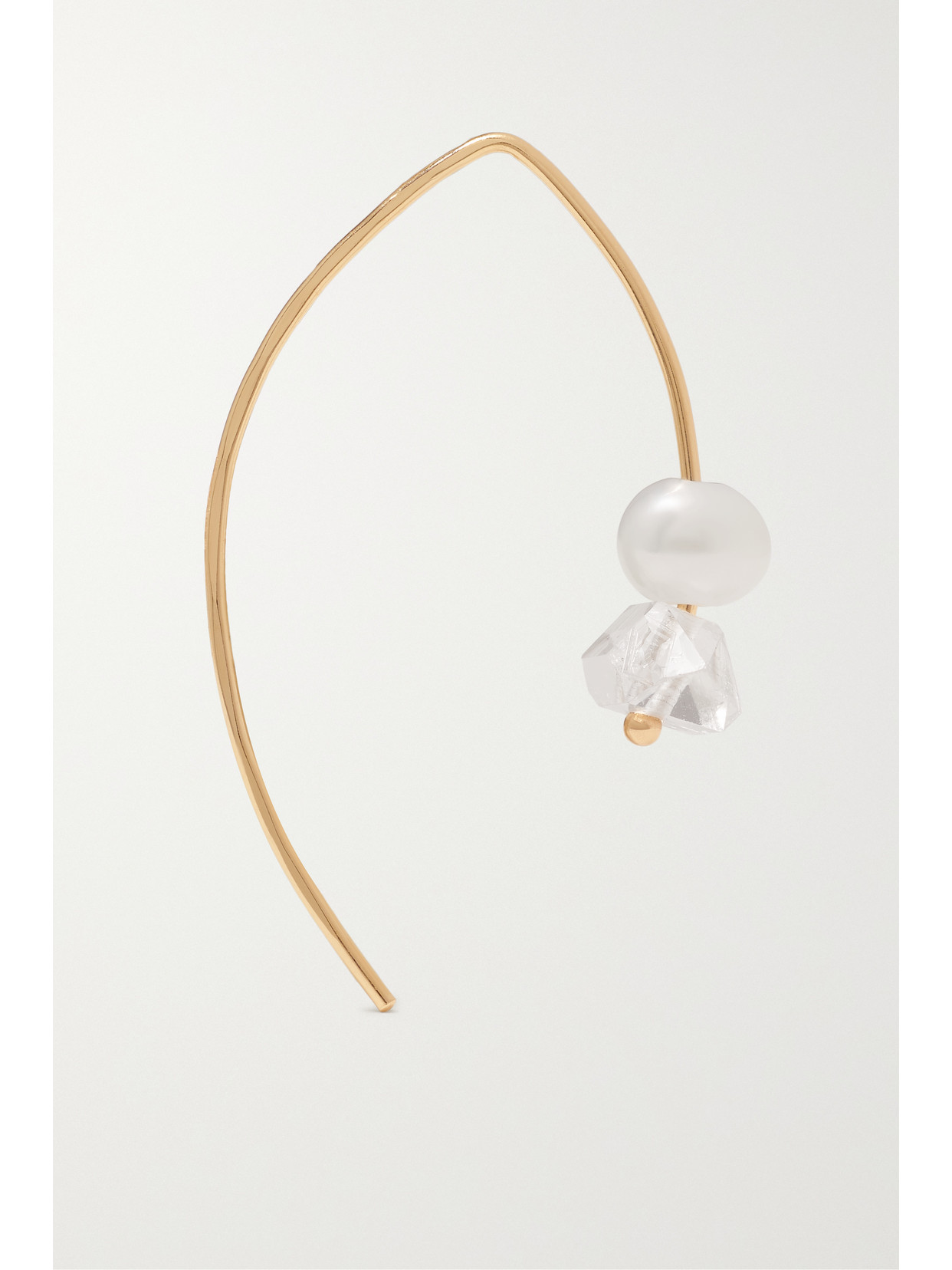 Melissa Joy Manning Wishbone 14-karat Recycled Gold, Herkimer Diamond And Pearl Earrings In Gold