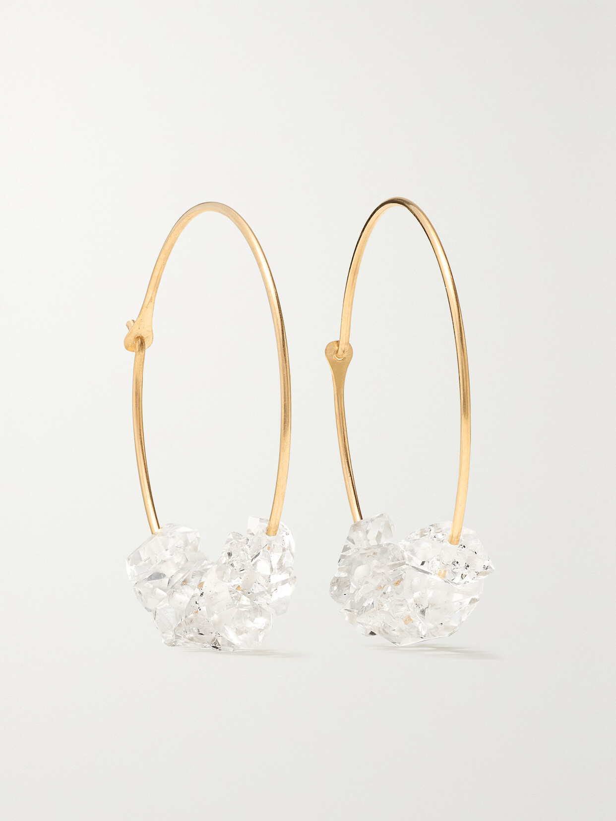 Melissa Joy Manning 14-karat Recycled Gold Herkimer Diamond Hoop Earrings