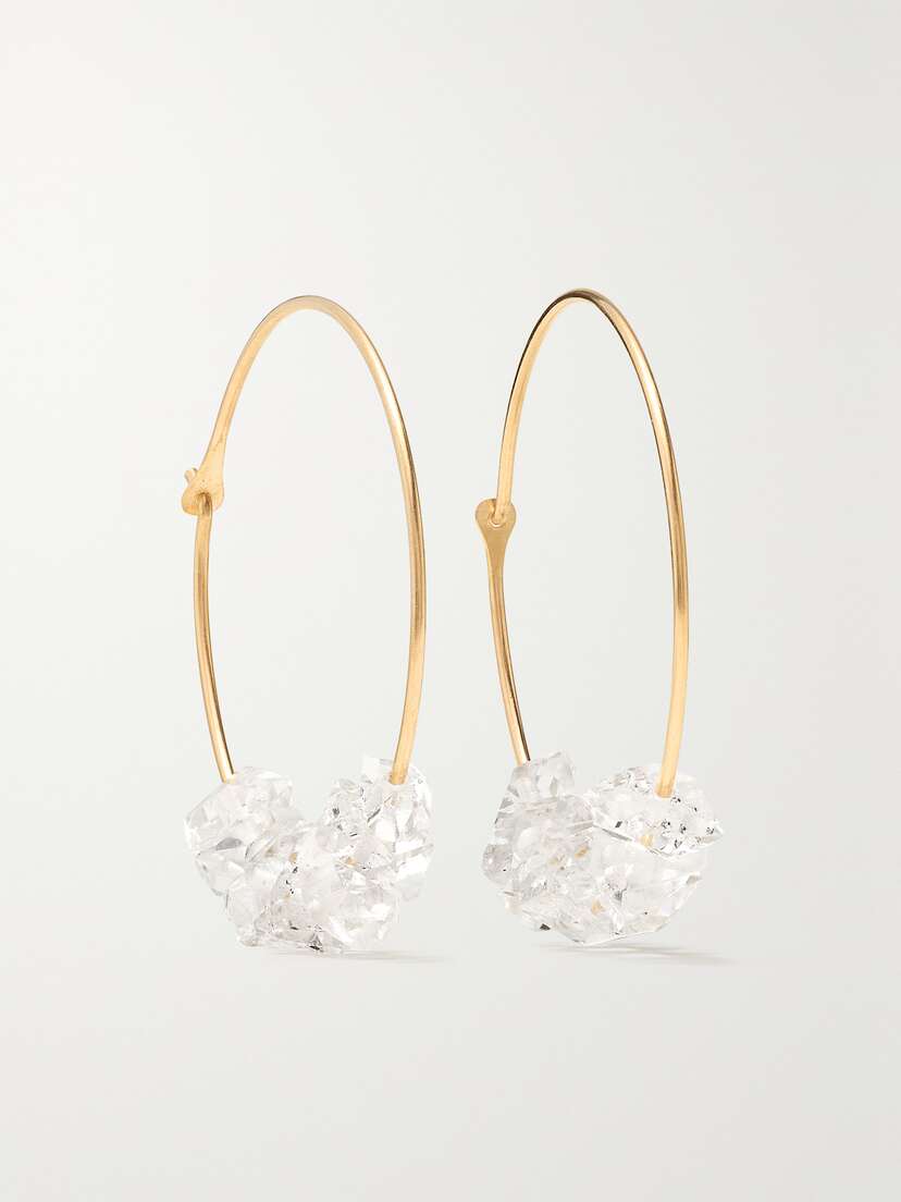 Melissa Joy Manning 14-karat Recycled Gold Herkimer Diamond Hoop Earrings