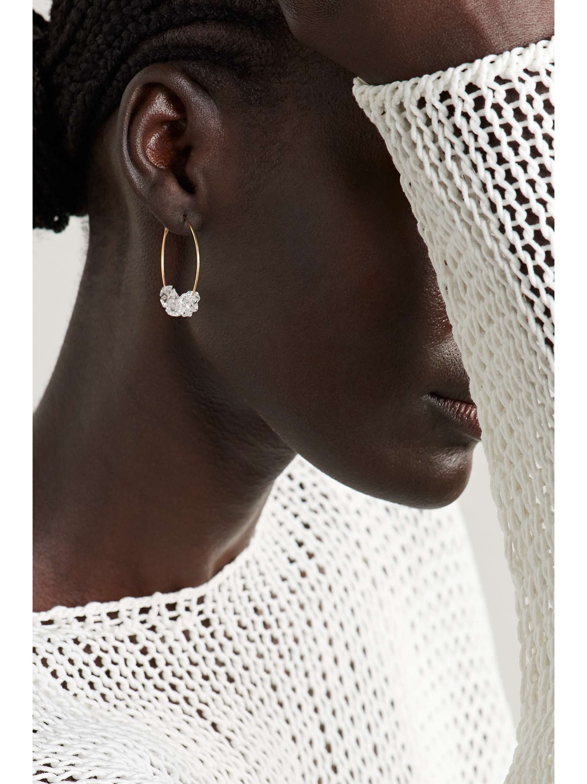 MELISSA JOY MANNING 14-karat recycled gold Herkimer diamond hoop earrings