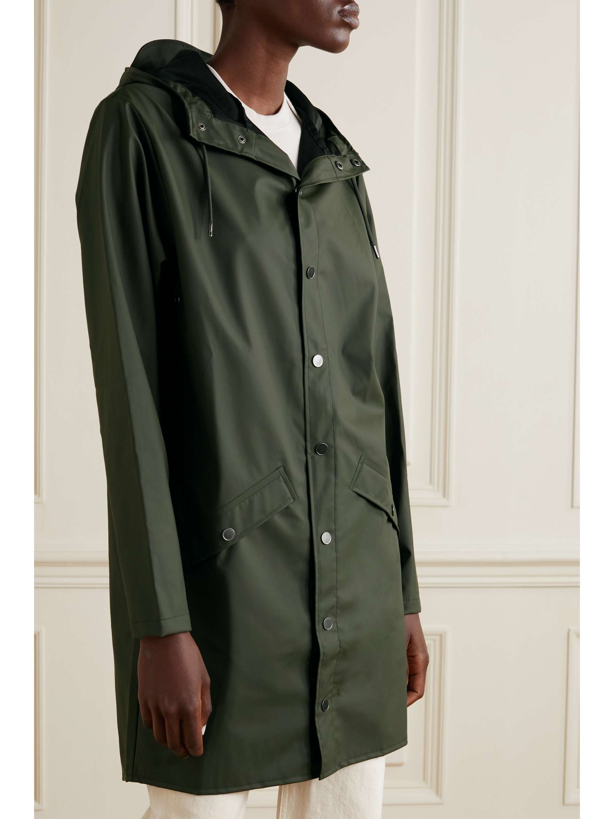 RAINS Hooded coated-shell jacket