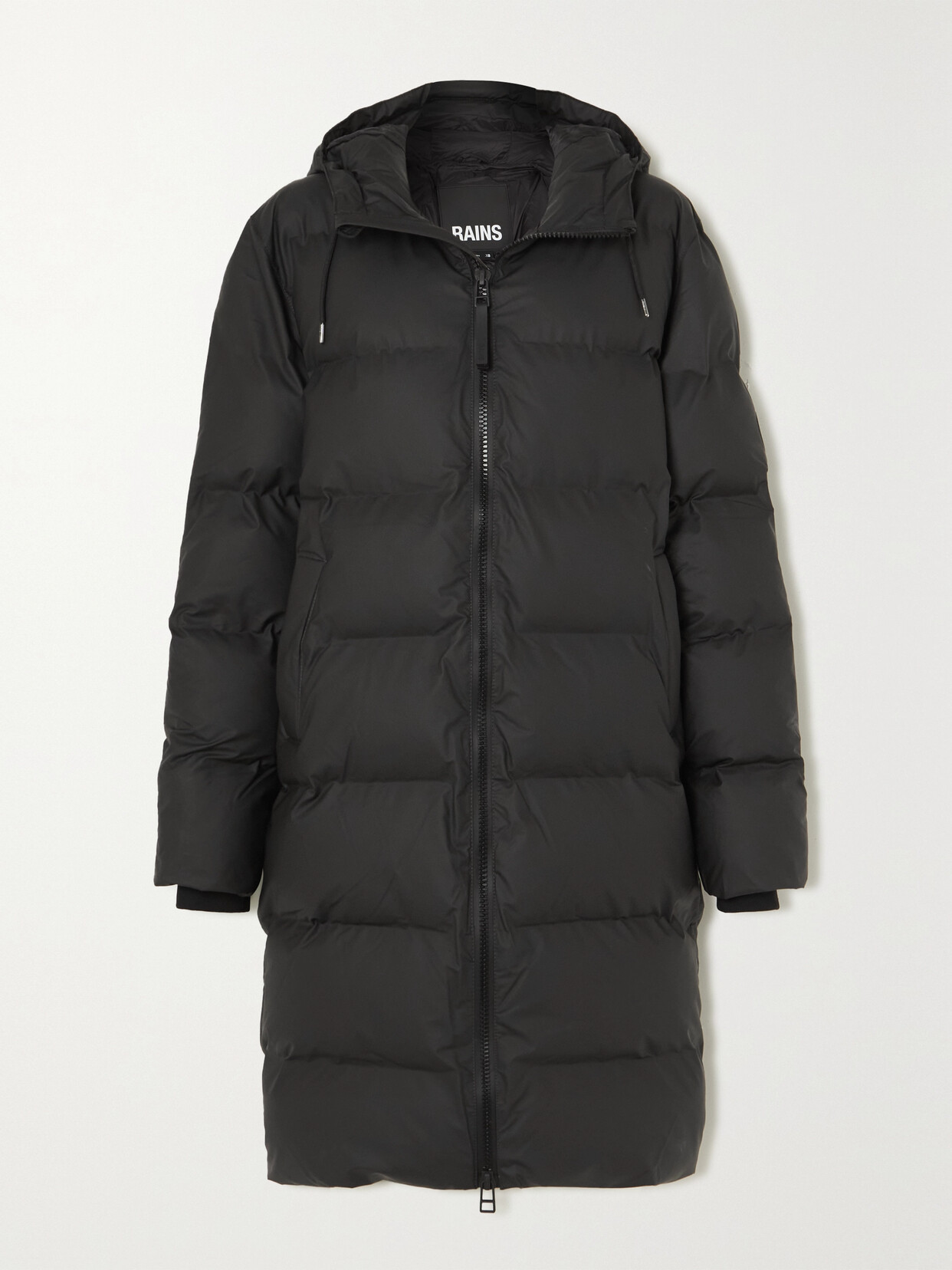 Rains Hooded Quilted Padded Shell Coat In Black