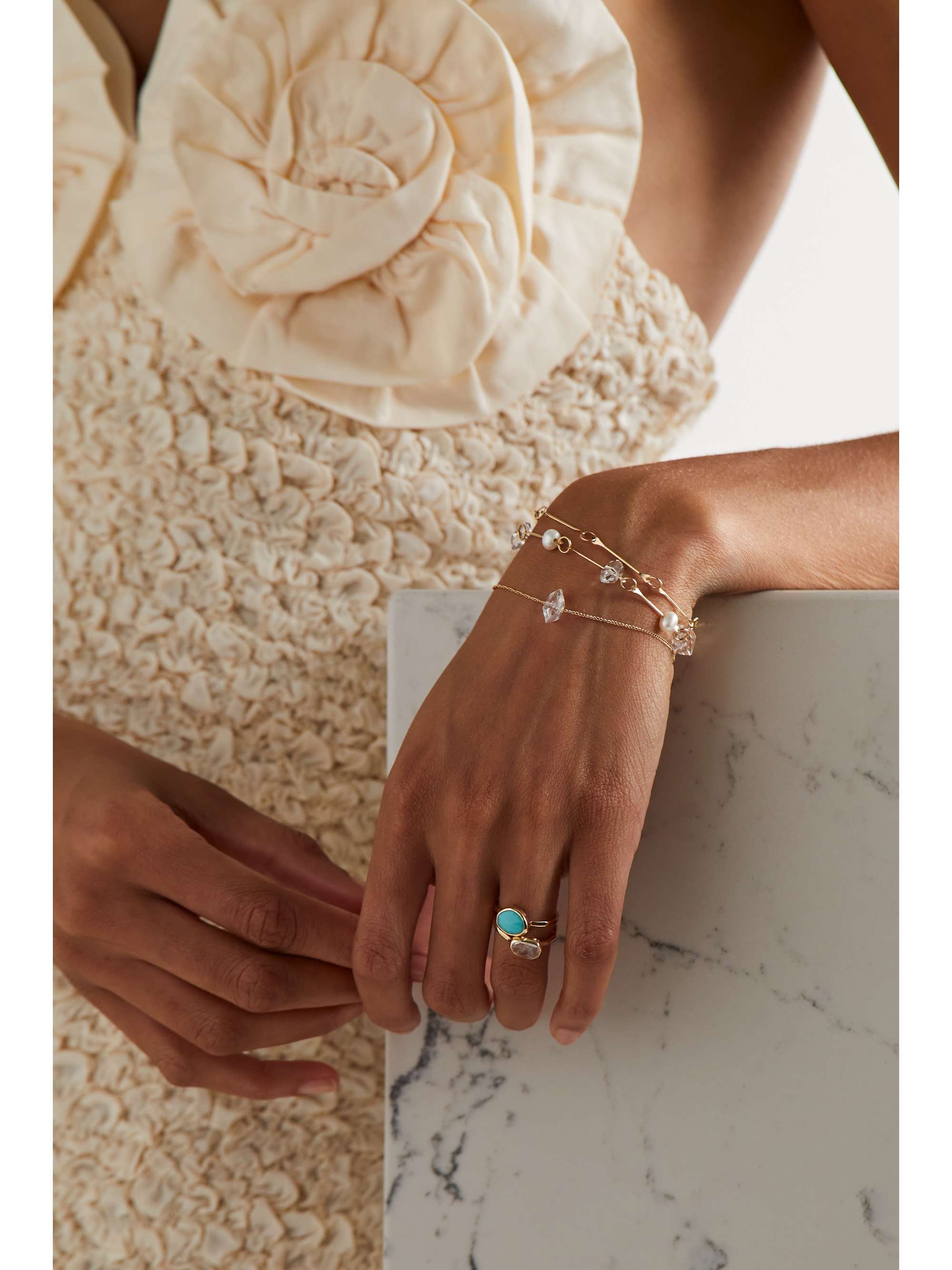 MELISSA JOY MANNING 14-karat recycled gold Herkimer diamond bracelet