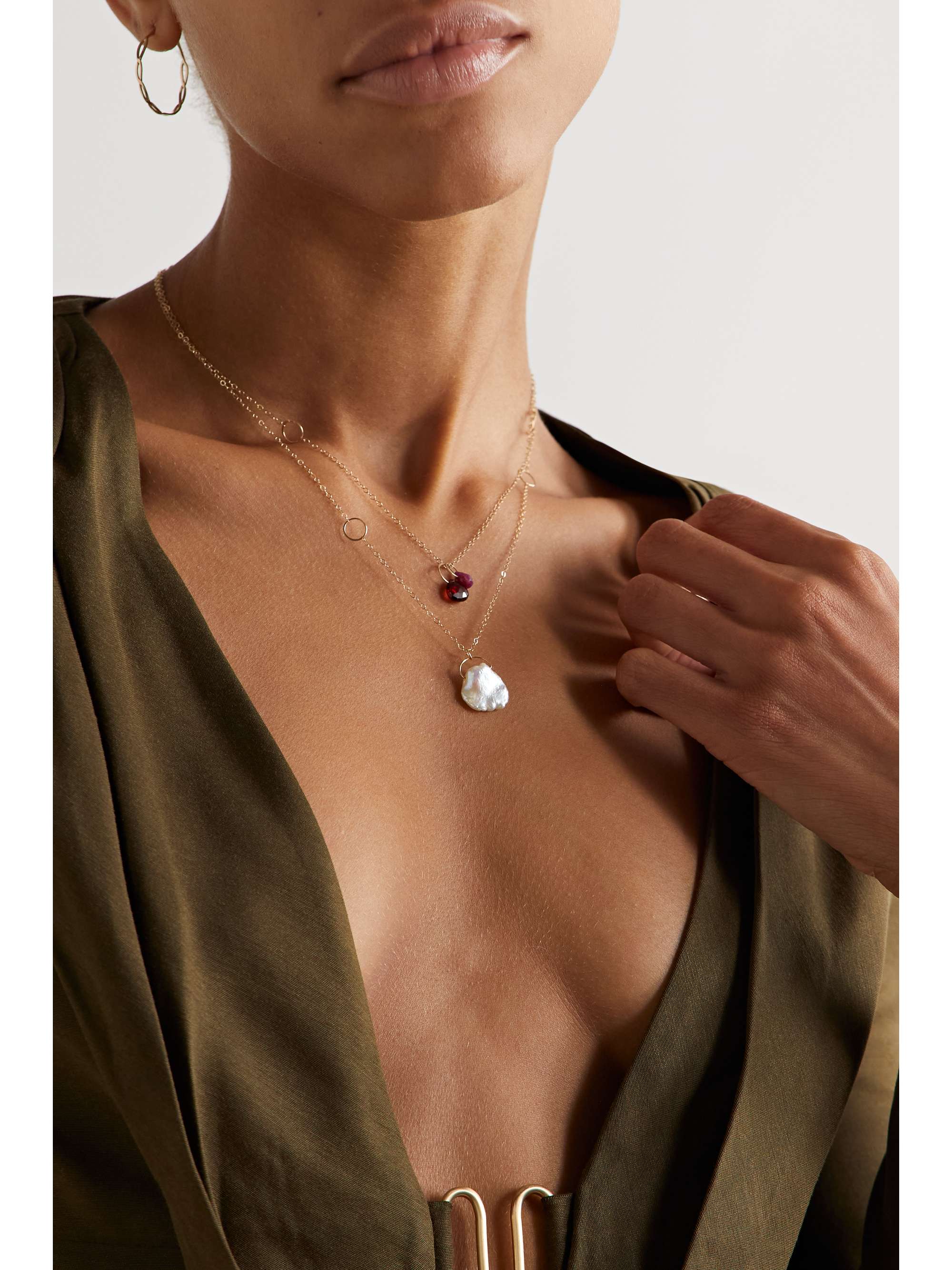 MELISSA JOY MANNING 14-karat recycled gold, garnet and ruby necklace