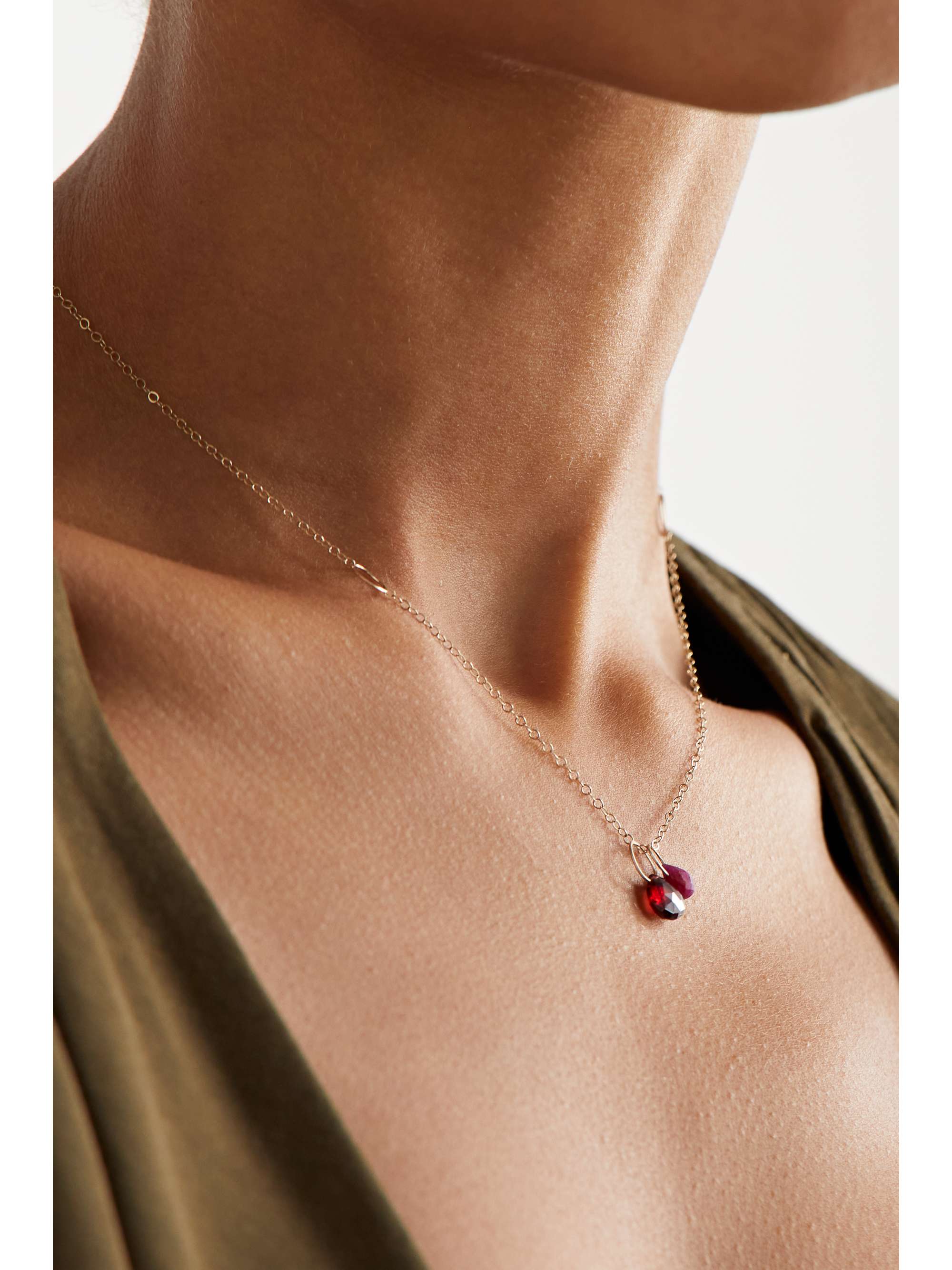 MELISSA JOY MANNING 14-karat recycled gold, garnet and ruby necklace