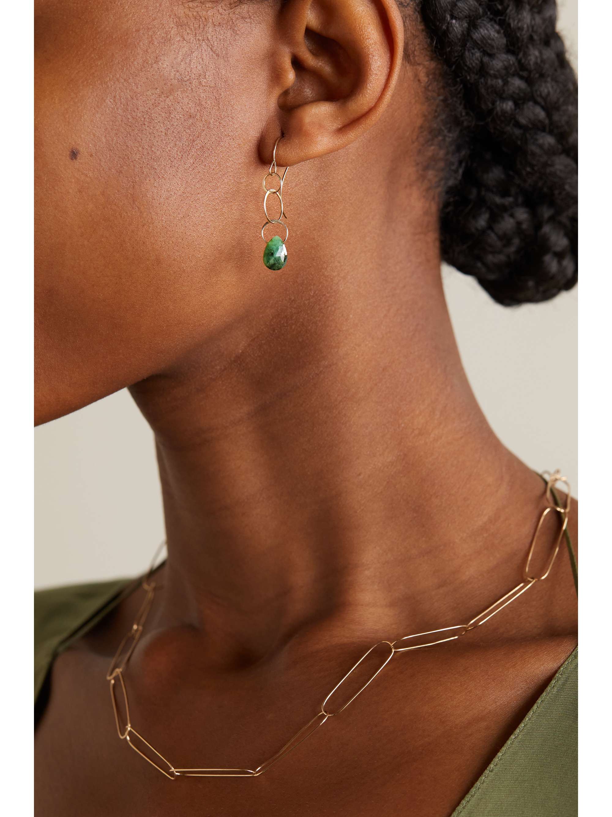MELISSA JOY MANNING 14-karat recycled gold emerald earrings